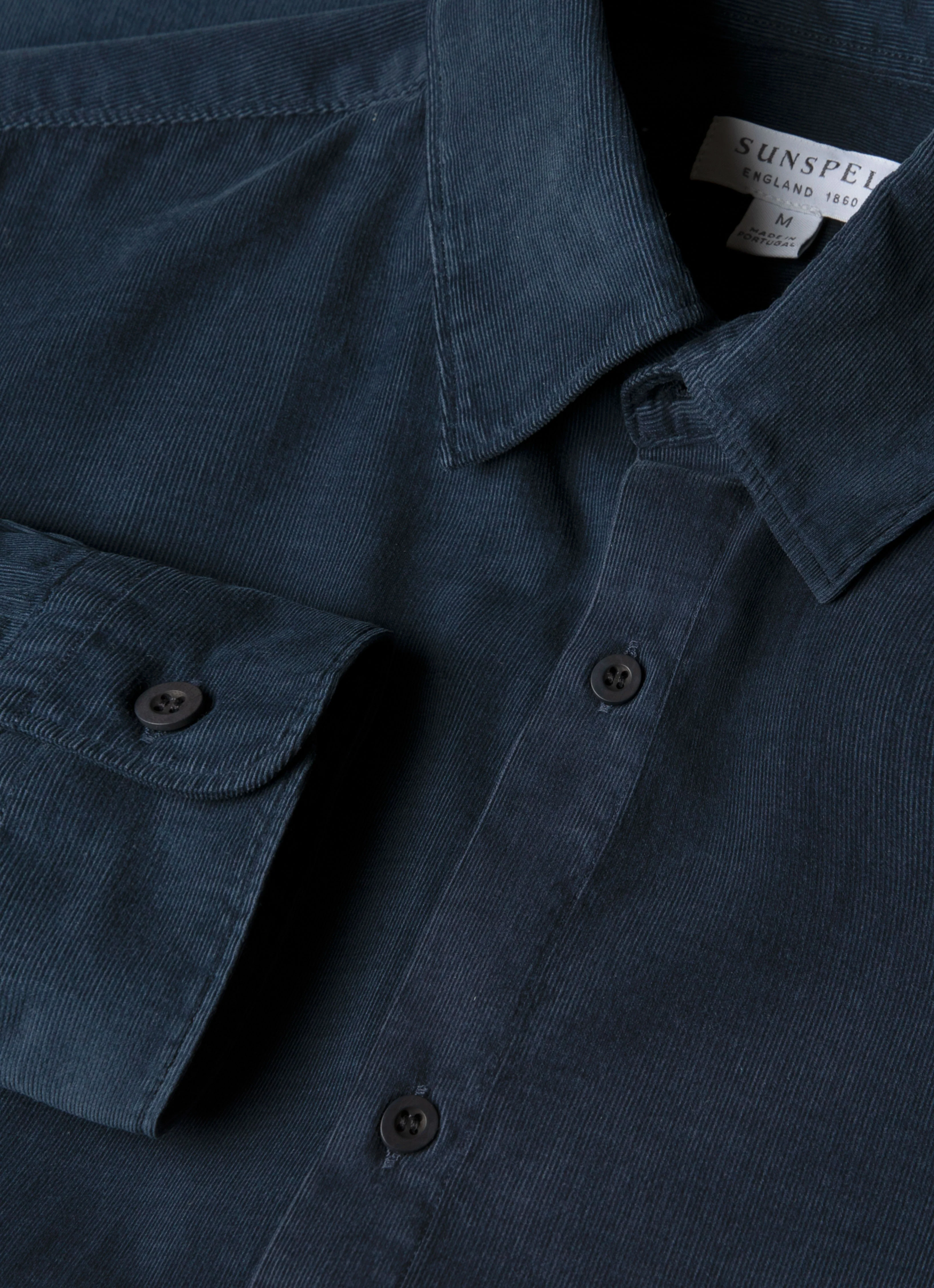 Men's Fine Cord Shirt in Navy - Image 4