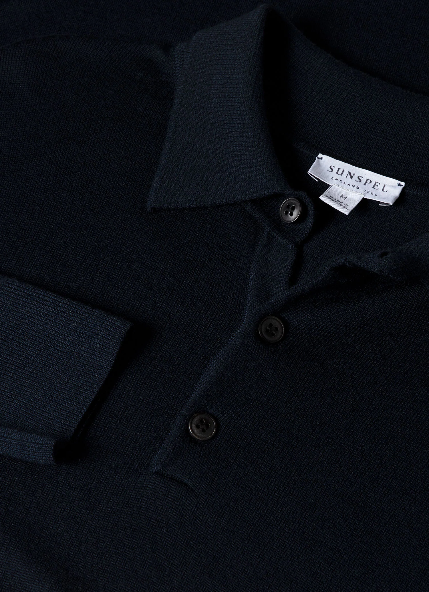 Men's Extra-Fine Merino Knitted Polo Shirt in Light Navy - Image 4