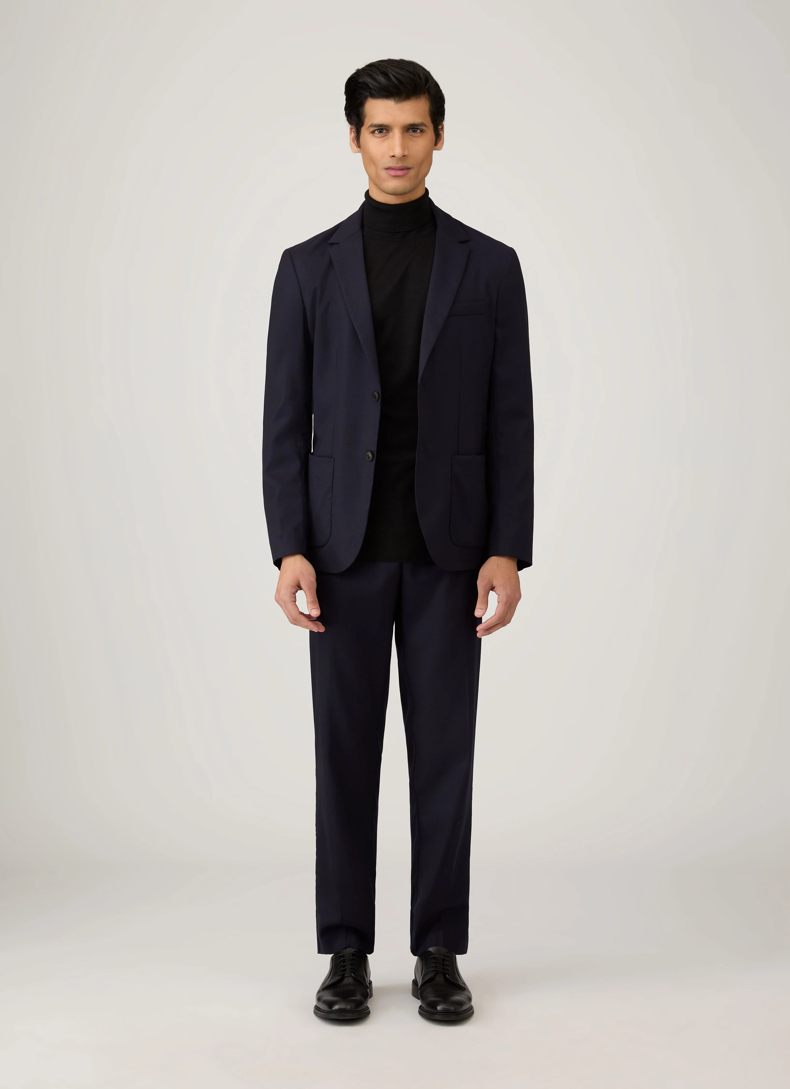 Men's Extra-Fine Merino Roll Neck in Black - Image 3