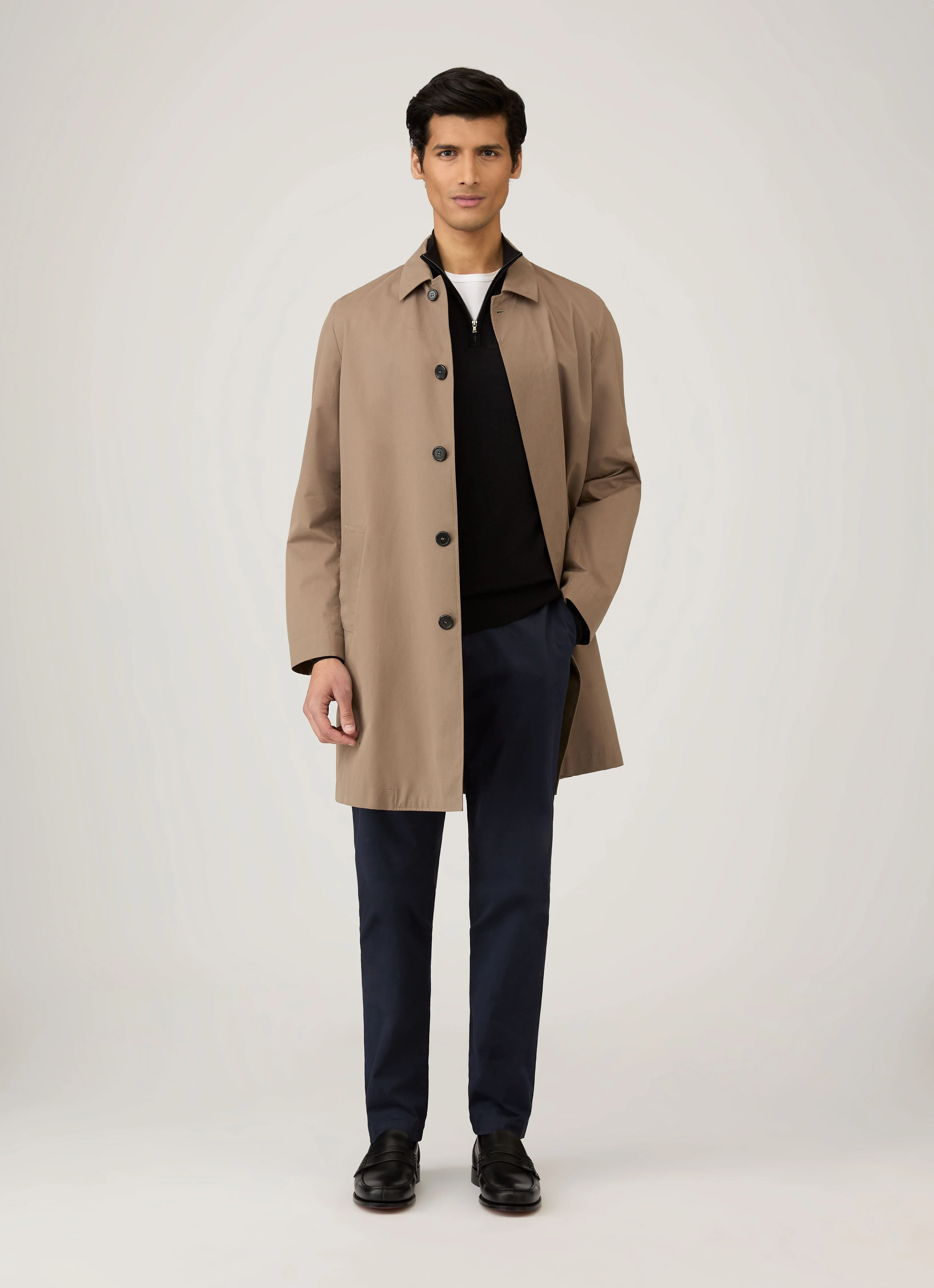 Men's Extra-Fine Merino Zip Neck in Black - Image 3