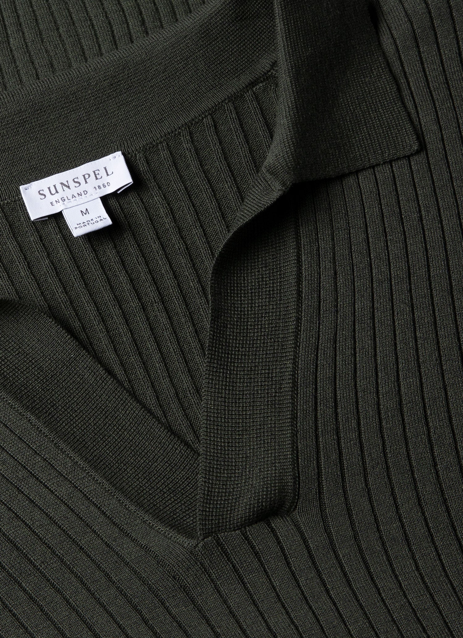Men's Fine Rib Silk Cotton Polo in Dusk Green - Image 4