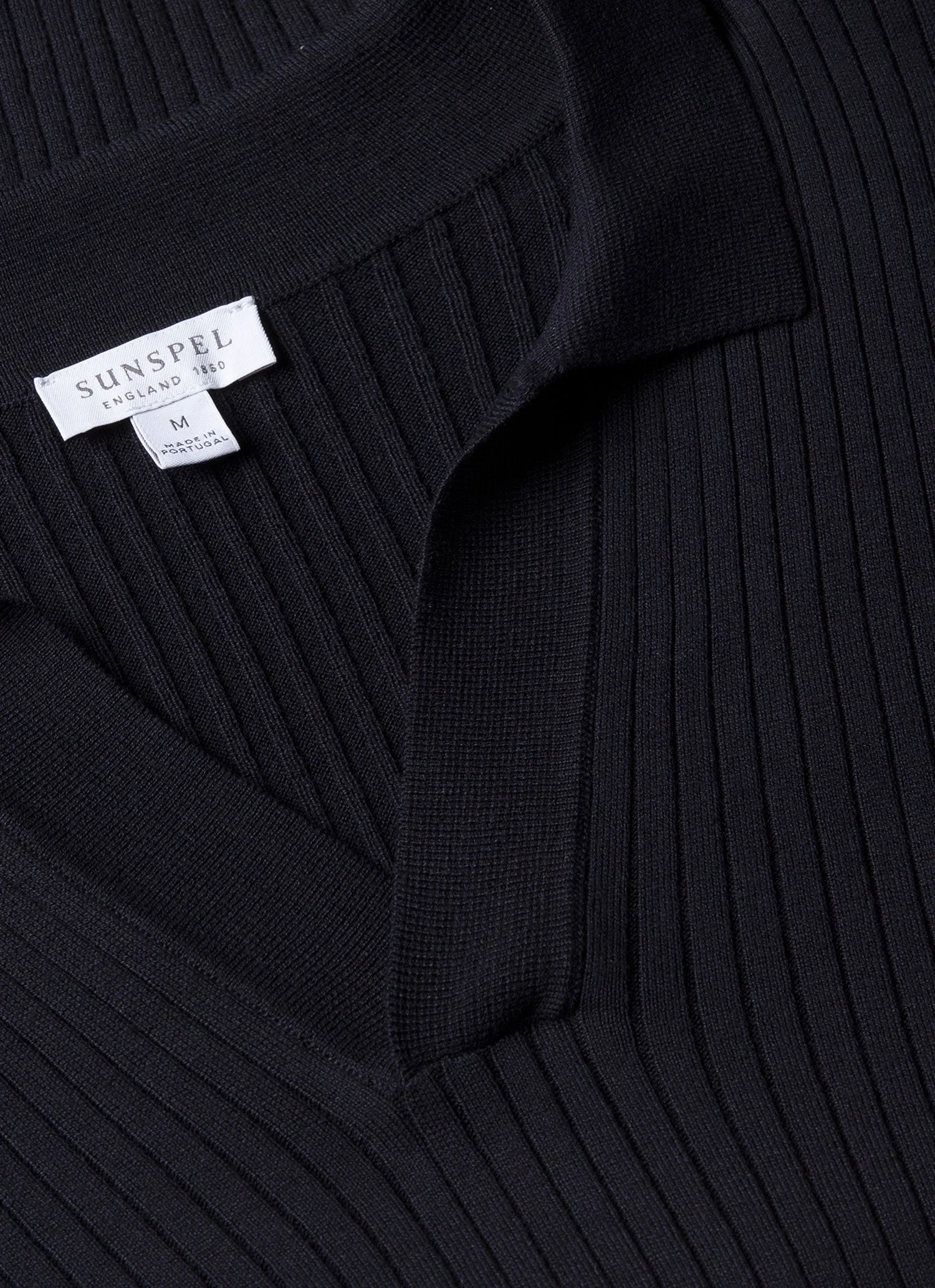 Men's Fine Rib Silk Cotton Polo in Navy - Image 4