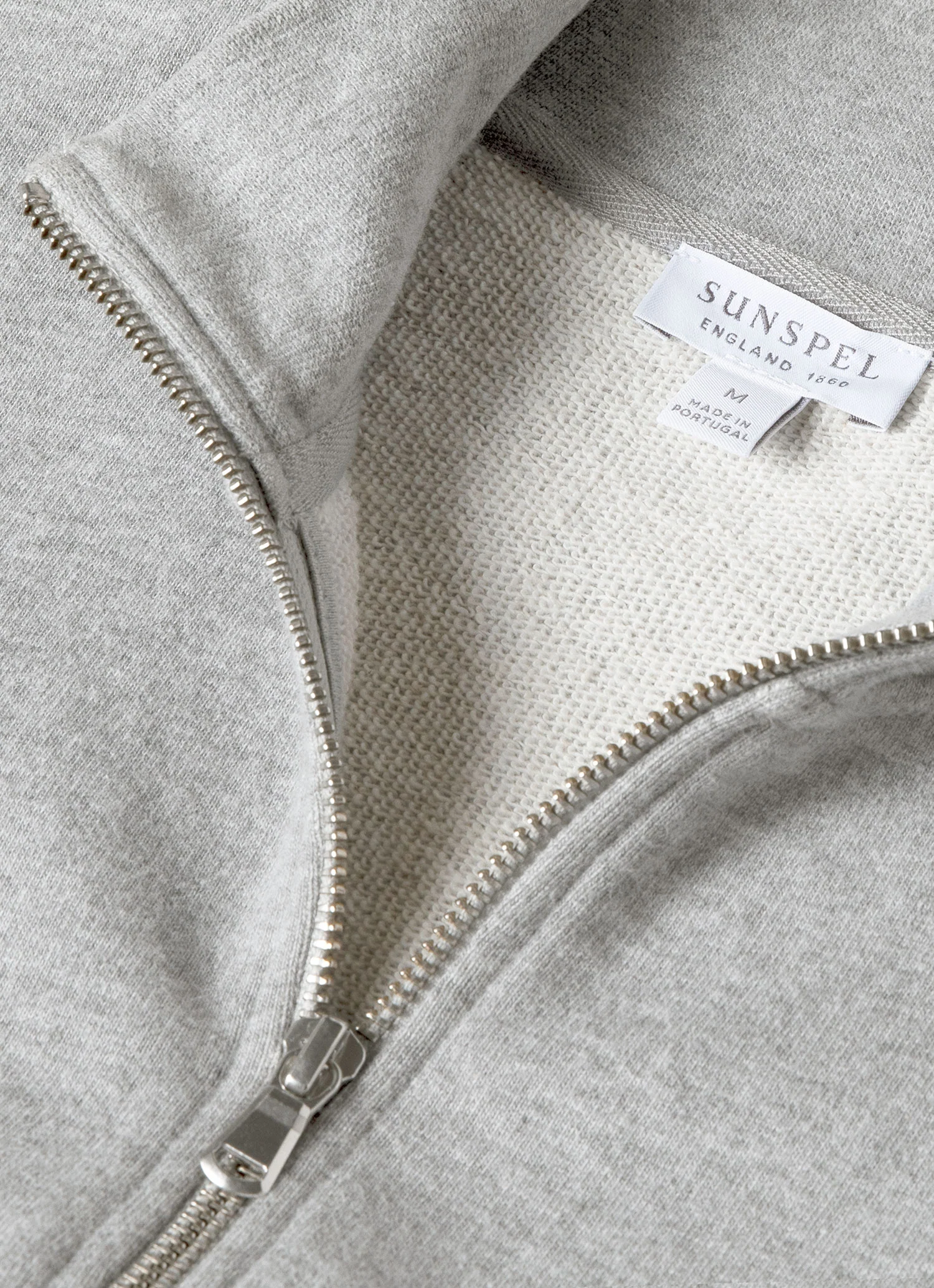 Men's Half Zip Loopback Sweatshirt in Grey Melange - Image 4