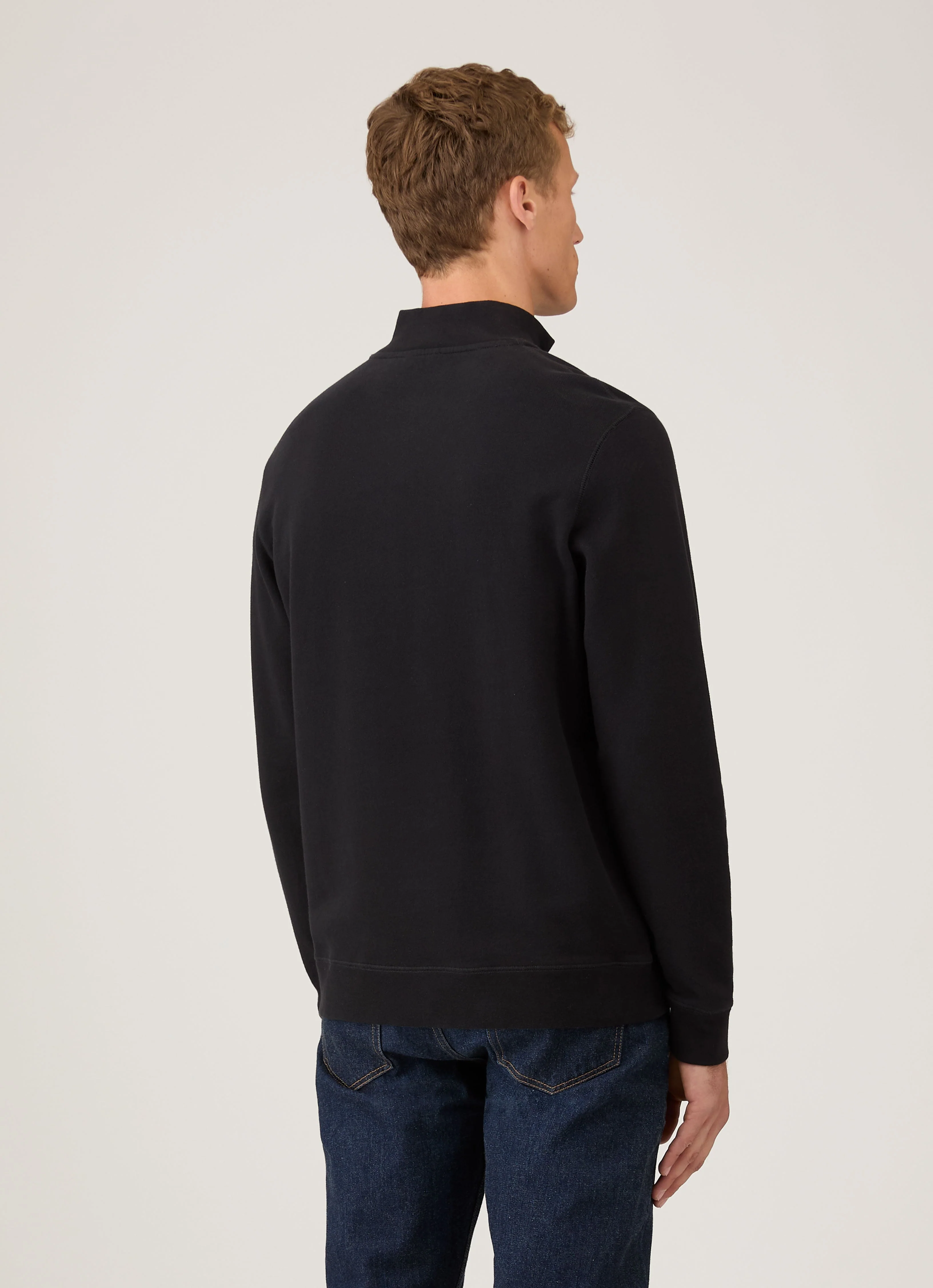 Men's Half Zip Loopback Sweatshirt in Black - Image 5