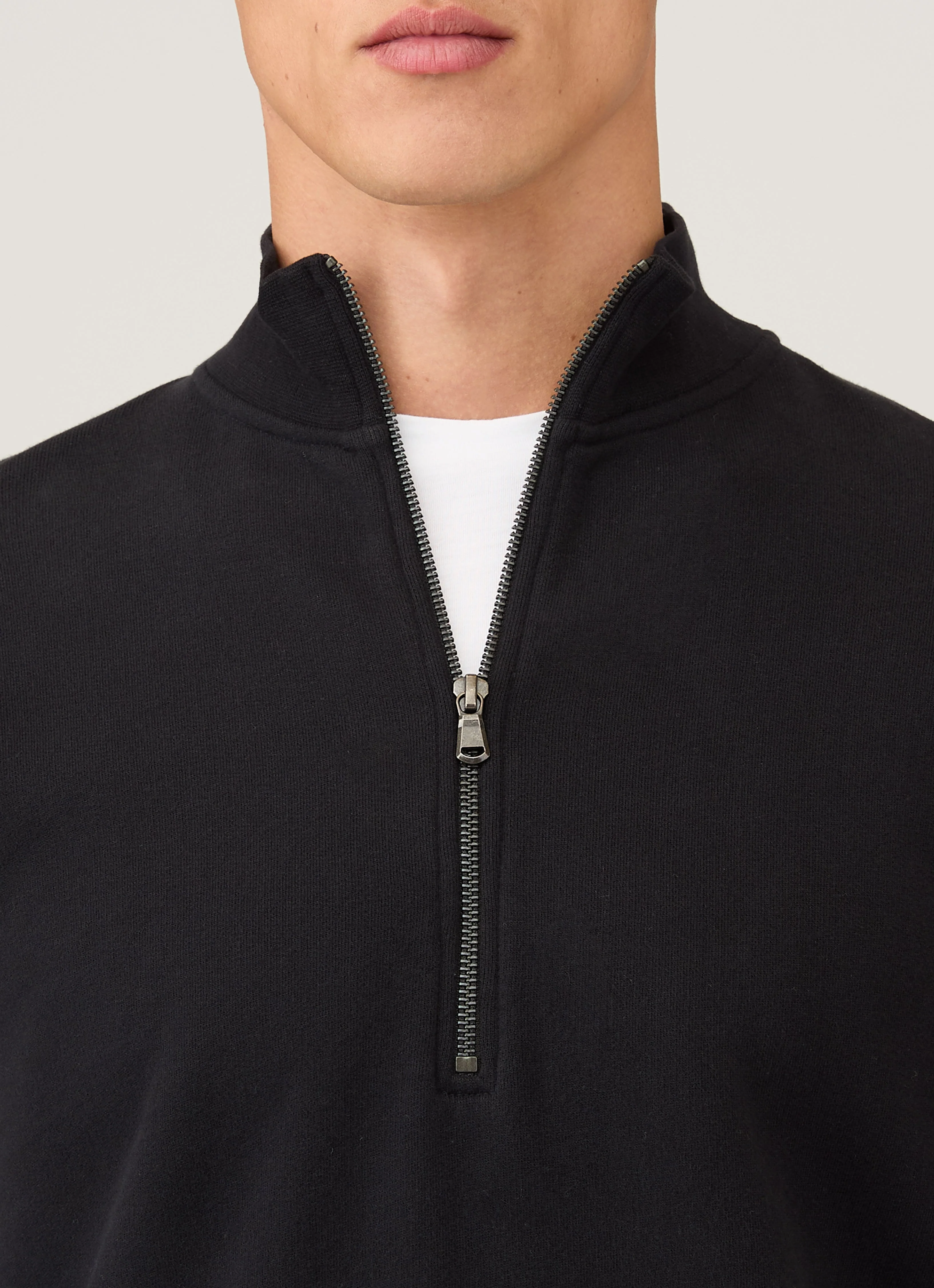 Men's Half Zip Loopback Sweatshirt in Black - Image 6