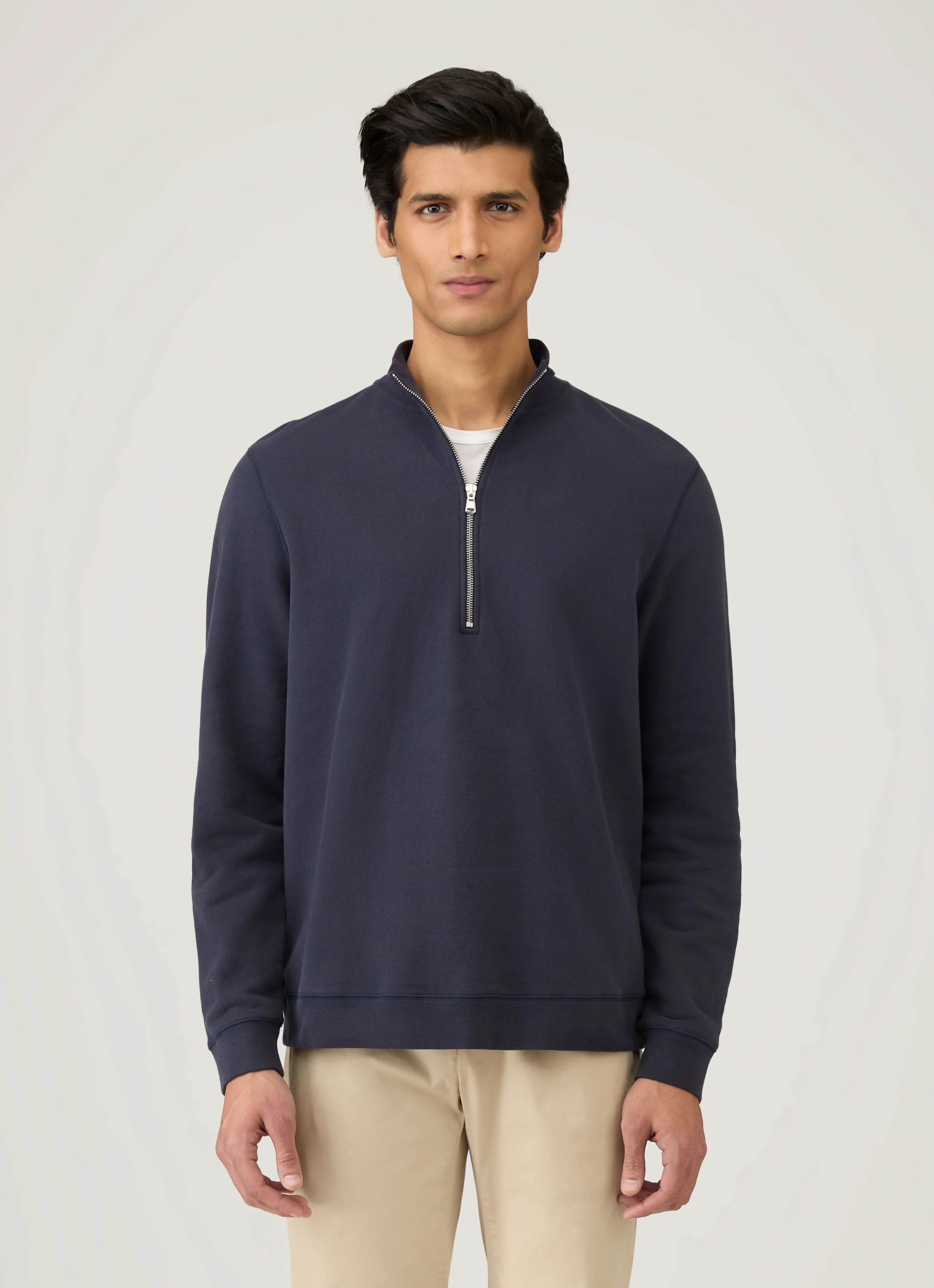 Men's Half Zip Loopback Sweatshirt in Navy - Image 2