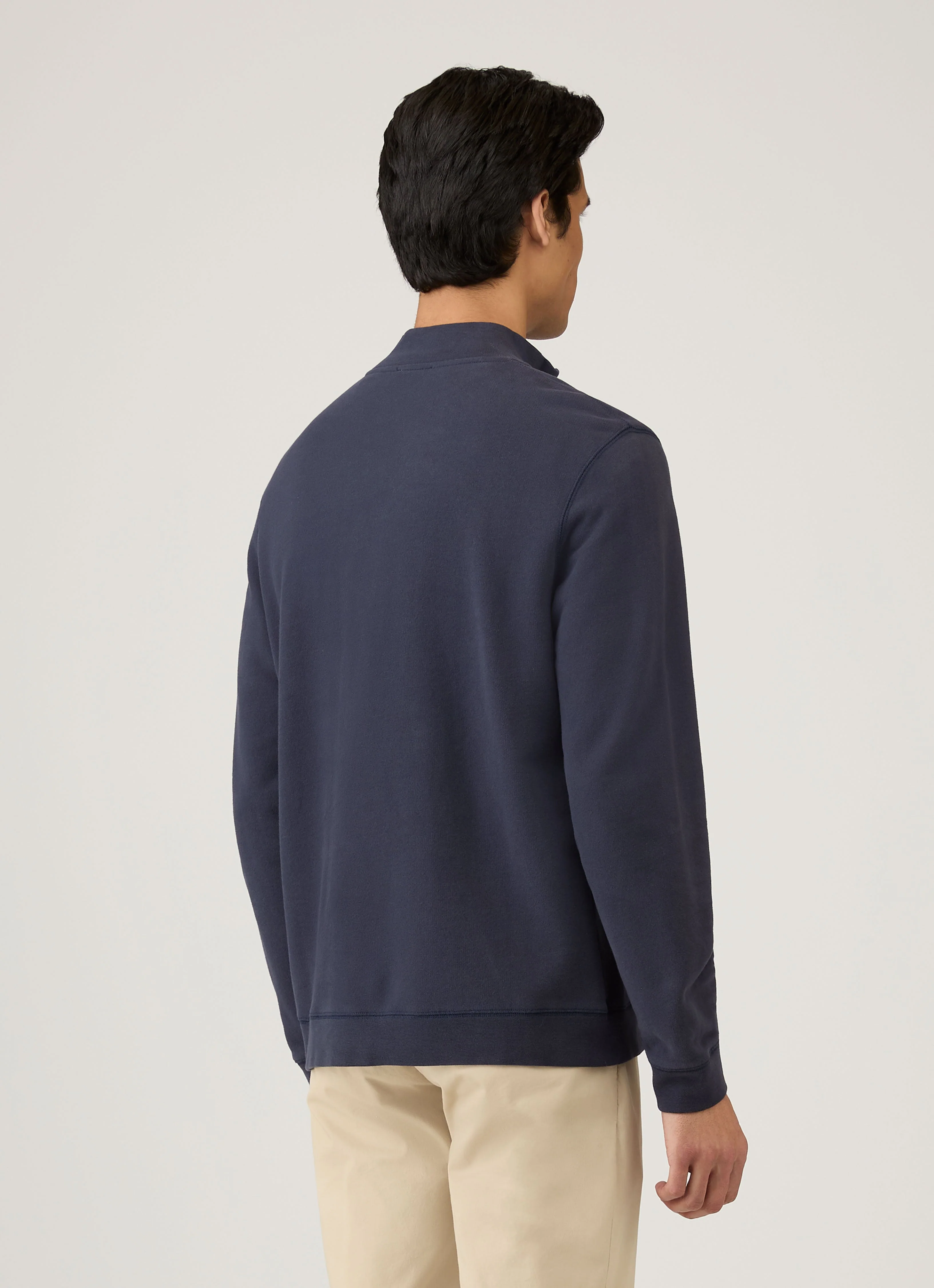 Men's Half Zip Loopback Sweatshirt in Navy - Image 5