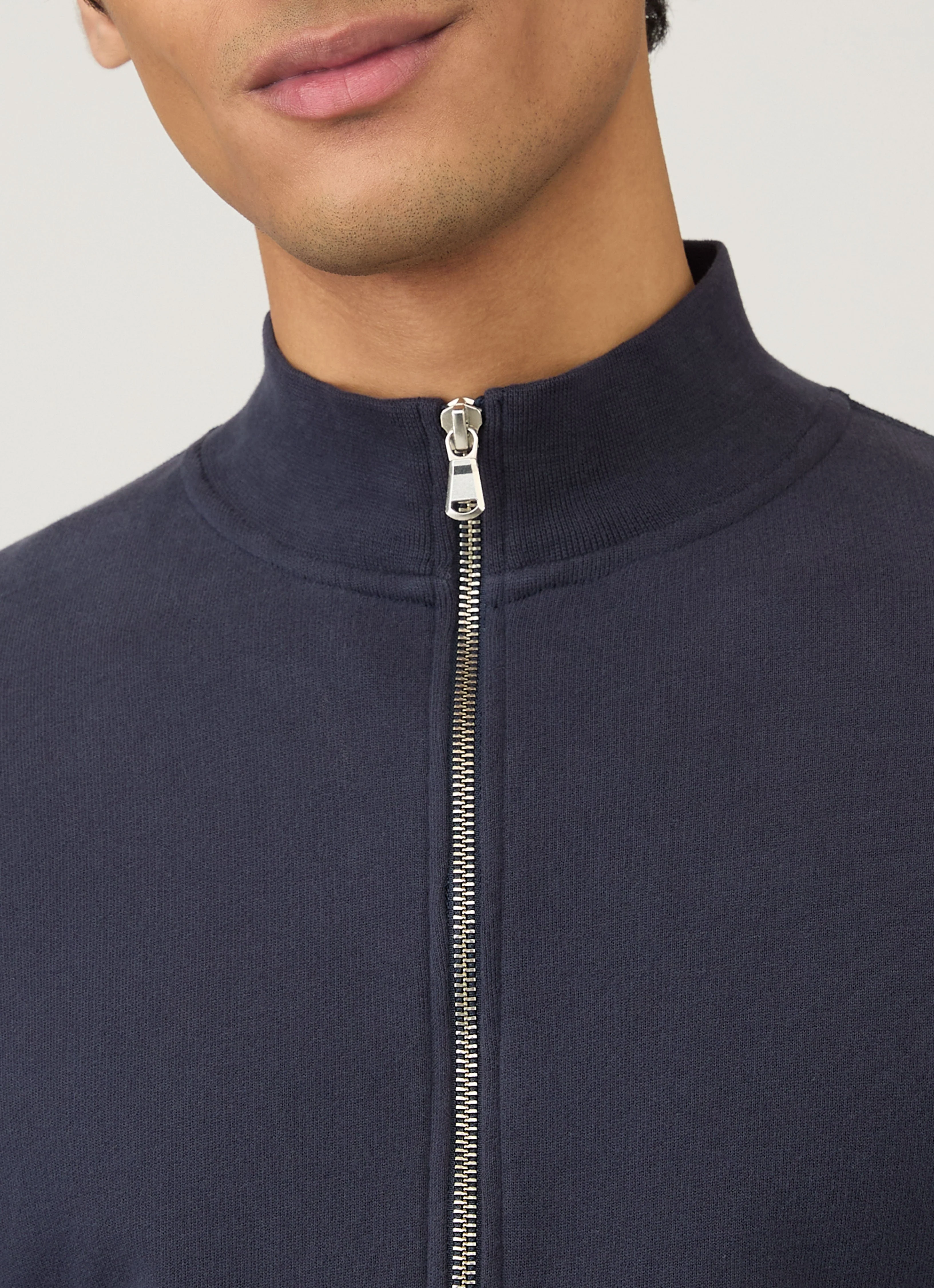 Men's Half Zip Loopback Sweatshirt in Navy - Image 6