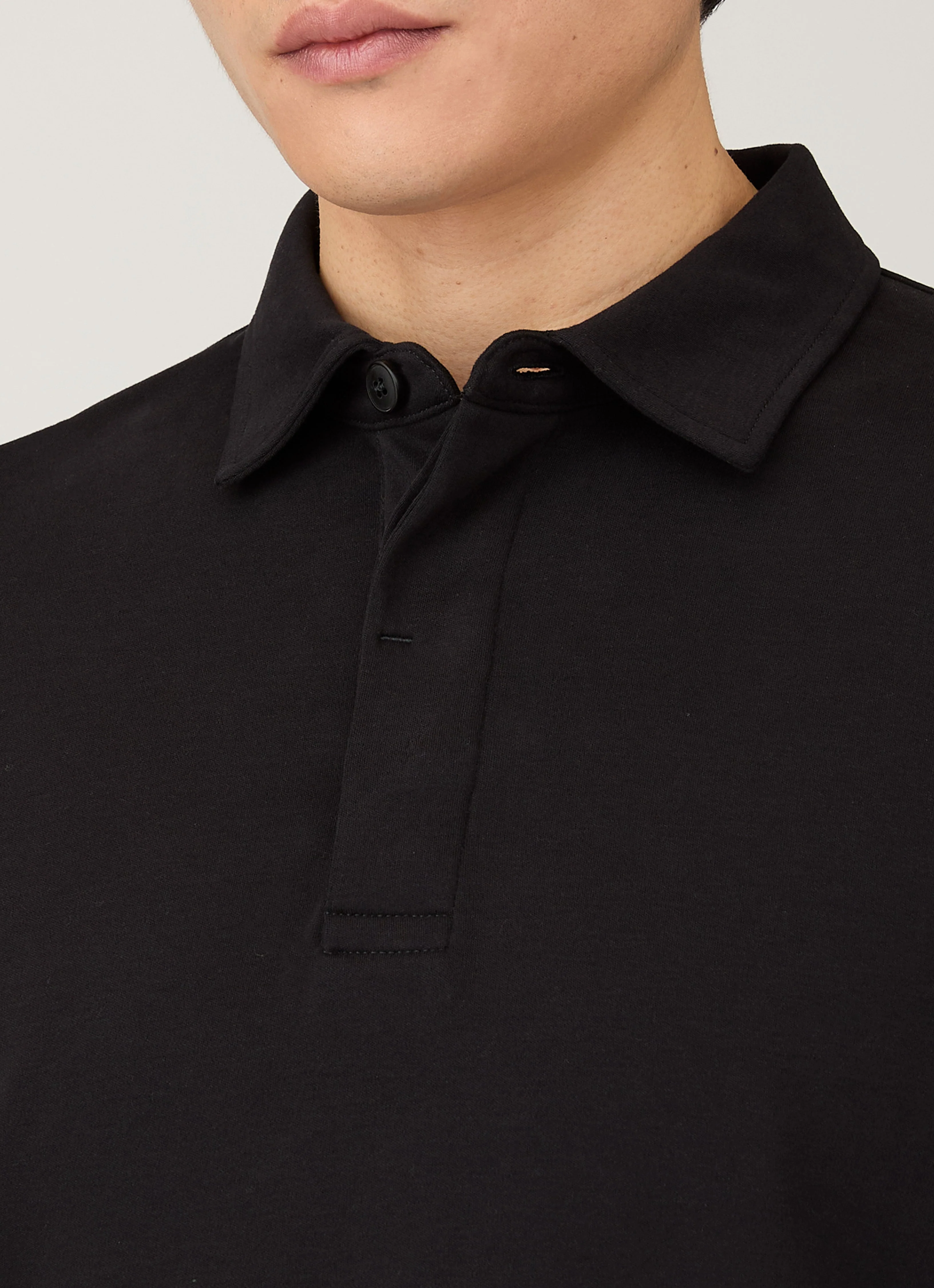 Men's Heavyweight Rugby Polo Shirt in Black - Image 6