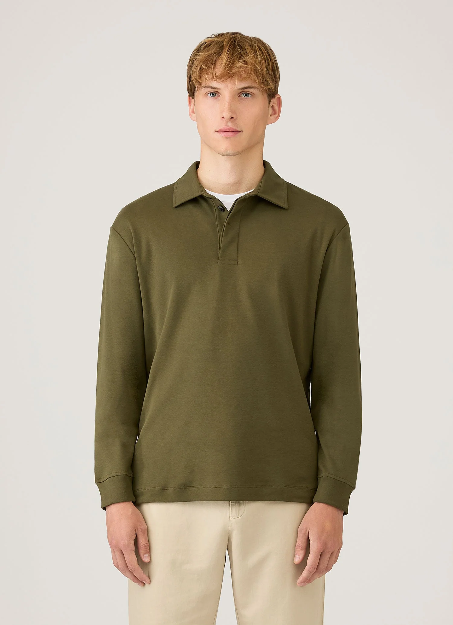 Men's Heavyweight Rugby Polo Shirt in Deep Olive - Image 2