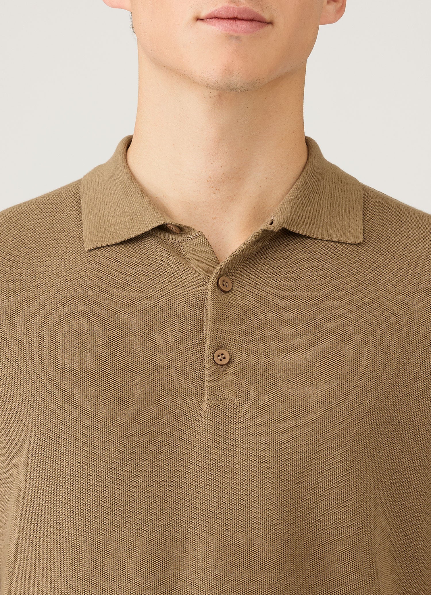 Men's Cotton Knit Polo Shirt in Dark Stone - Image 6