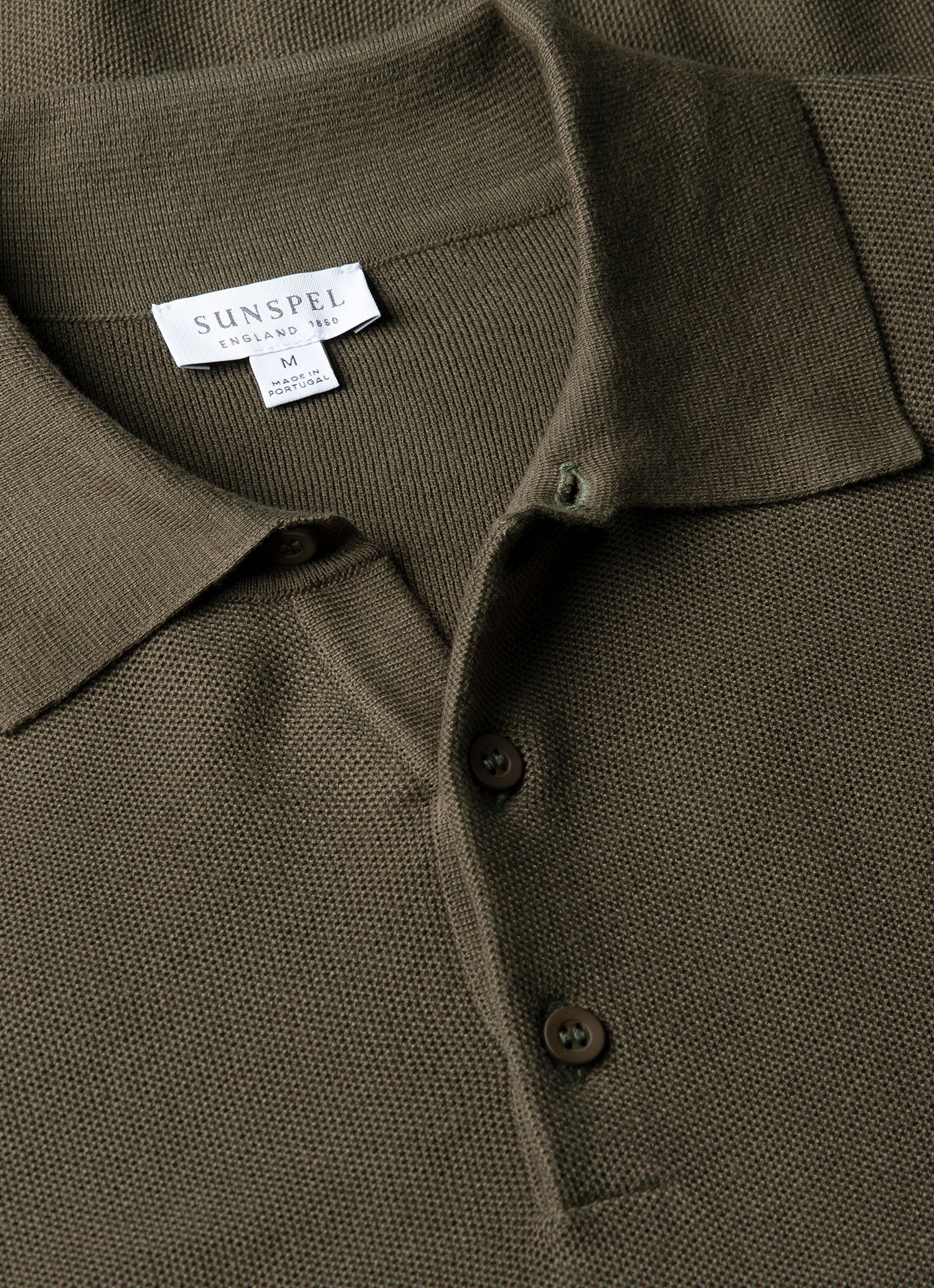 Men's Cotton Knit Polo Shirt in Khaki - Image 4