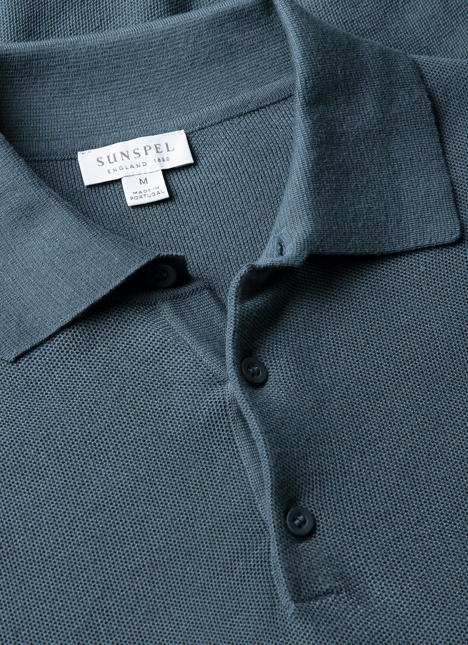 Men's Cotton Knit Polo Shirt in Slate Blue - Image 4