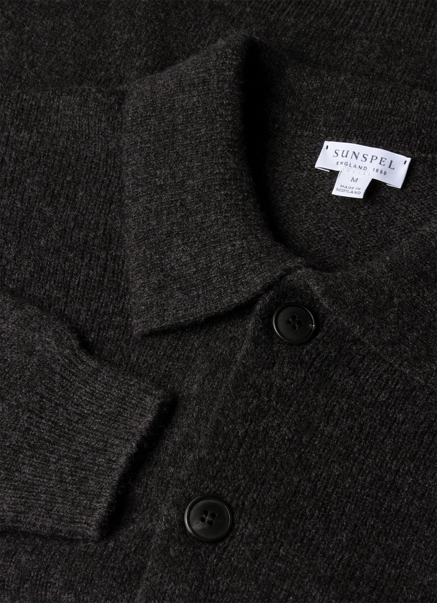 Men's Lambswool Cardigan in Charcoal Melange - Image 4
