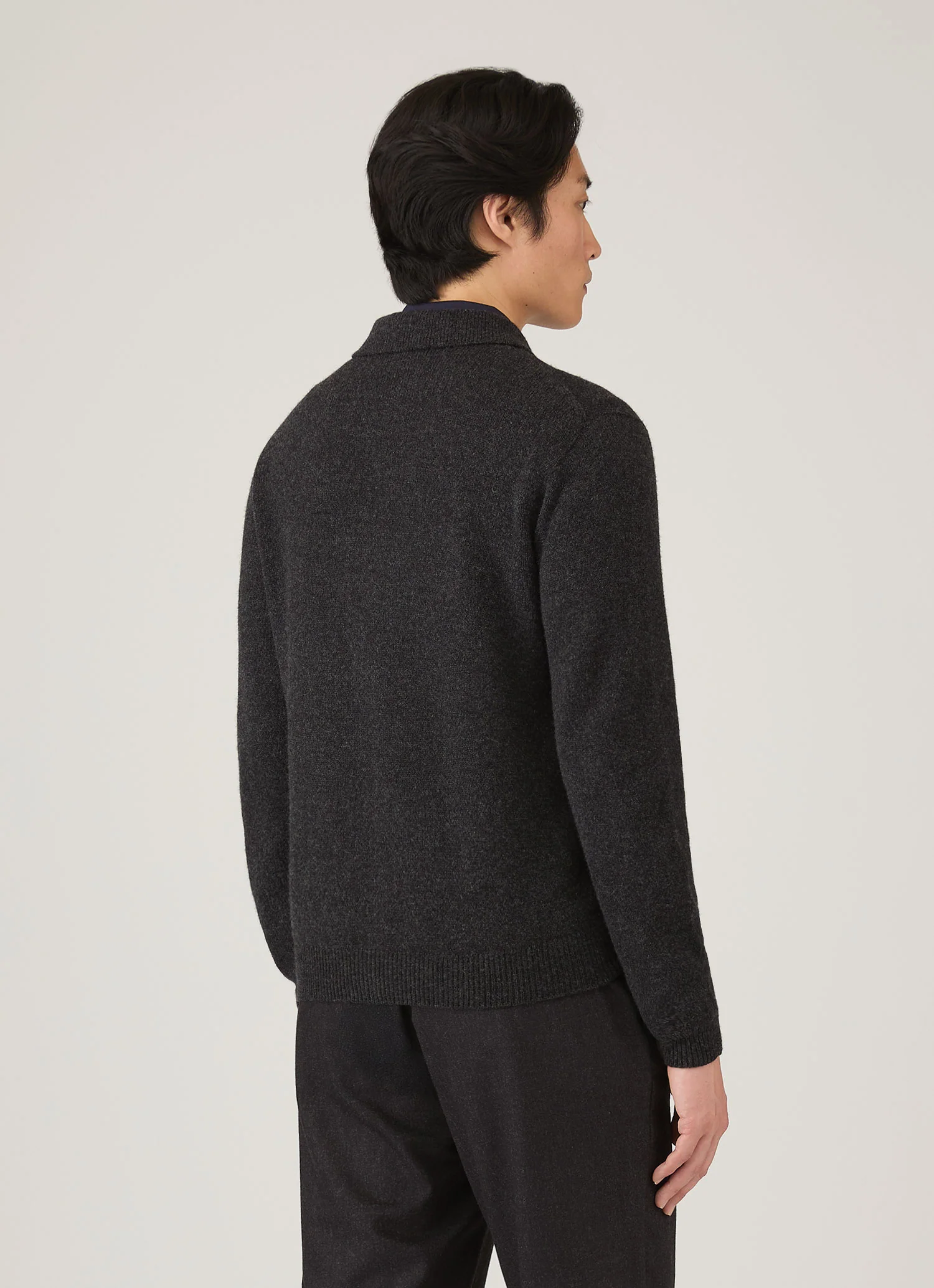 Men's Lambswool Cardigan in Charcoal Melange - Image 5