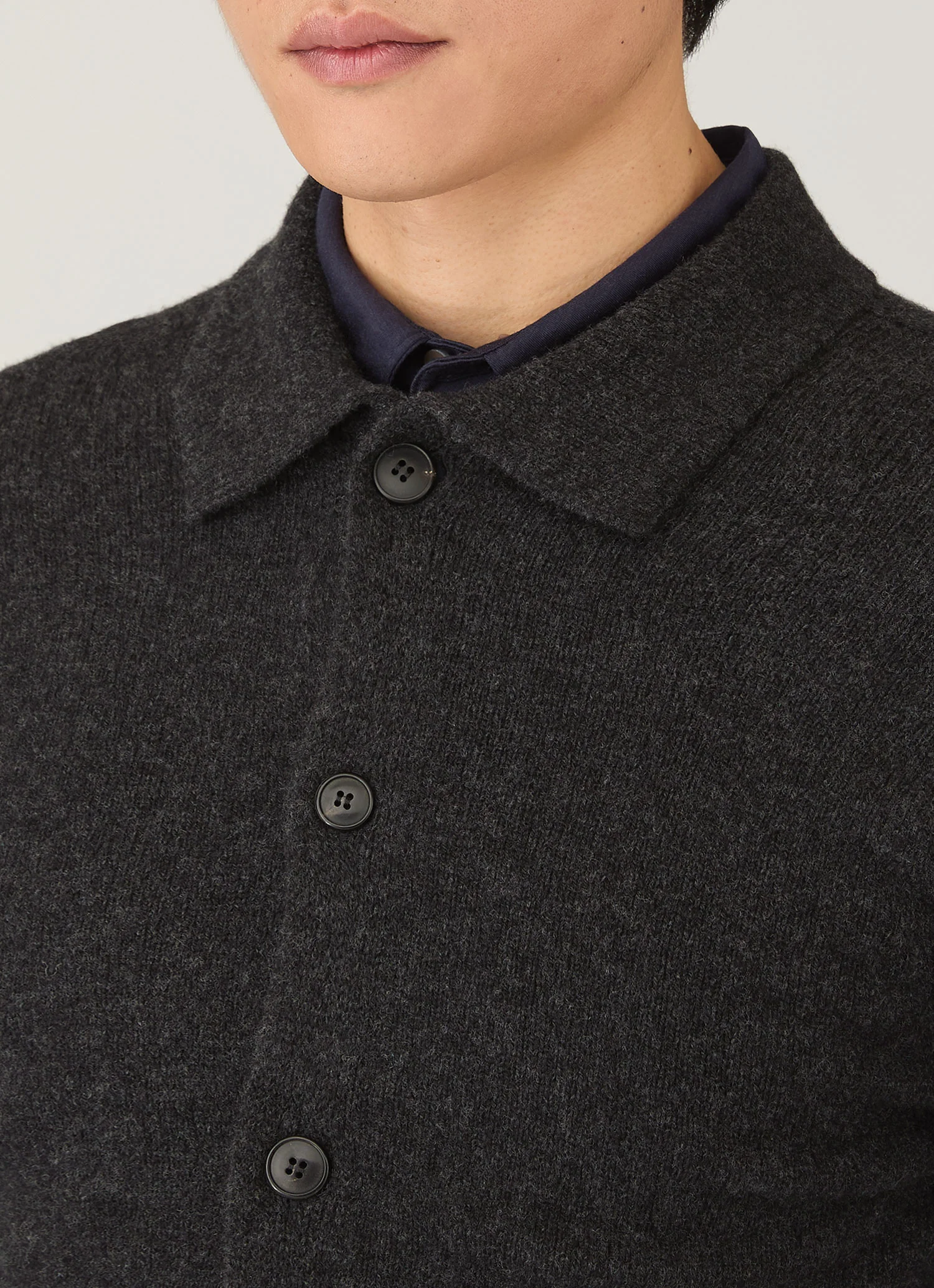 Men's Lambswool Cardigan in Charcoal Melange - Image 6