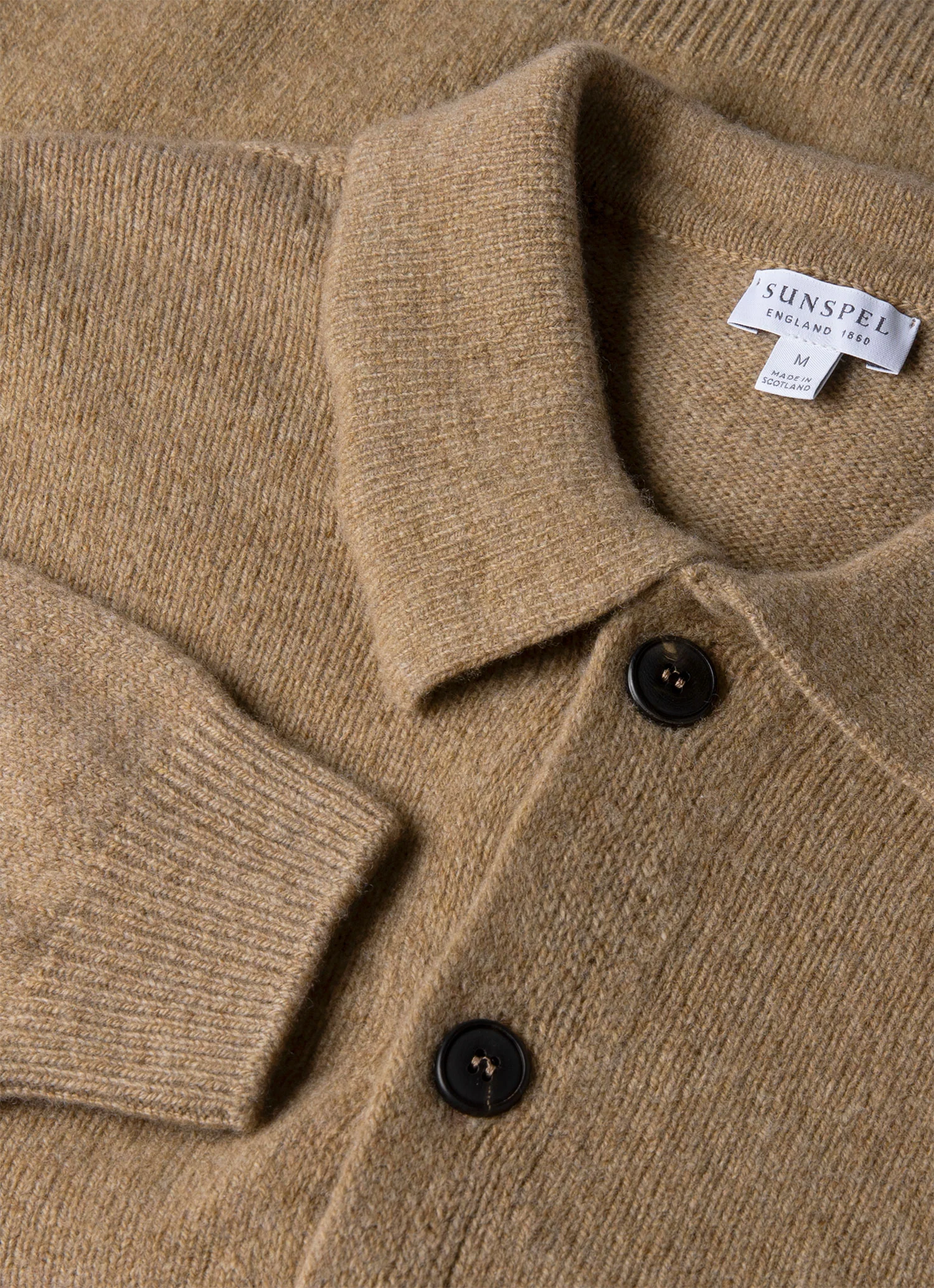 Men's Lambswool Cardigan in Sandstone - Image 4