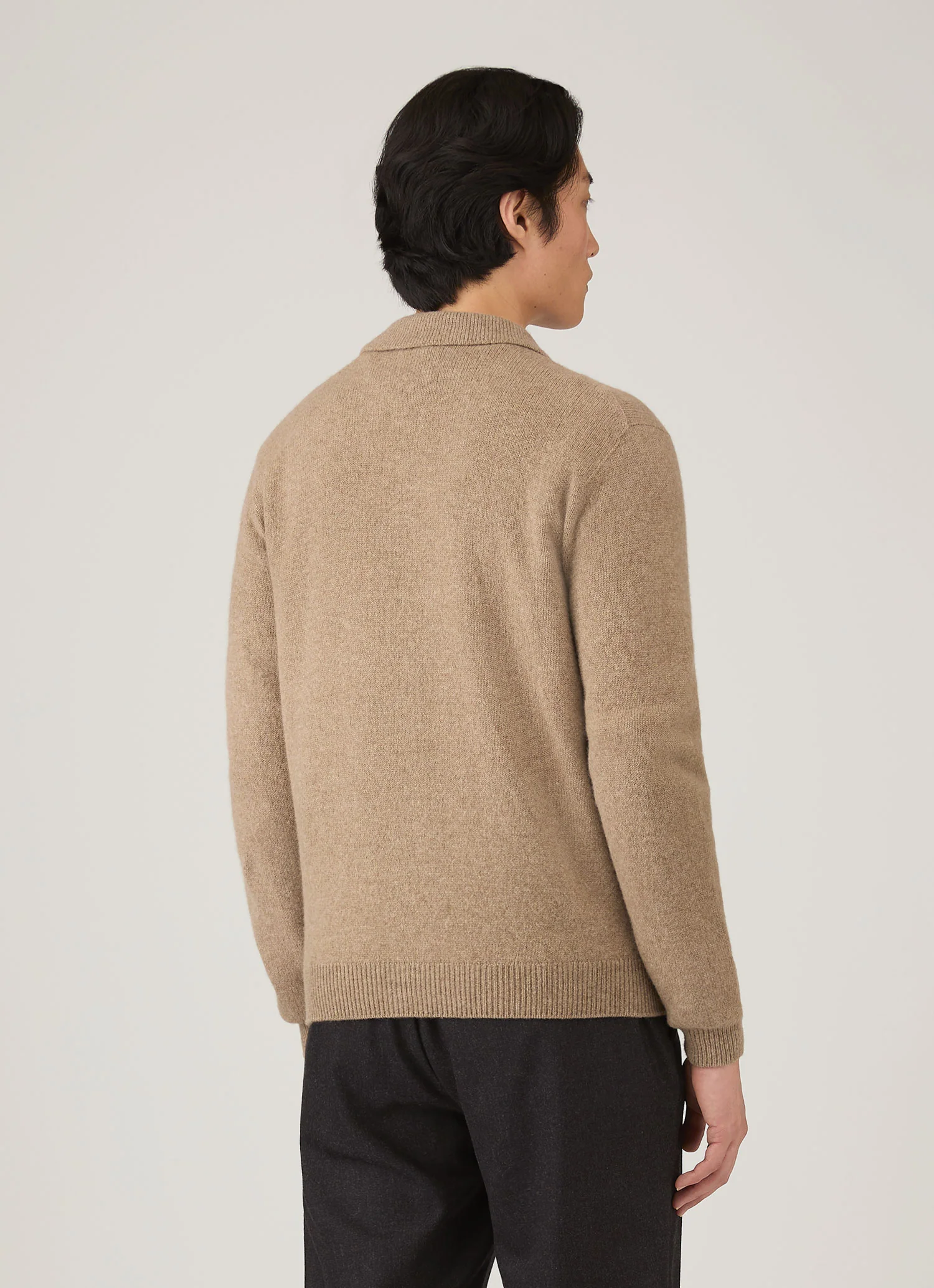 Men's Lambswool Cardigan in Sandstone - Image 5