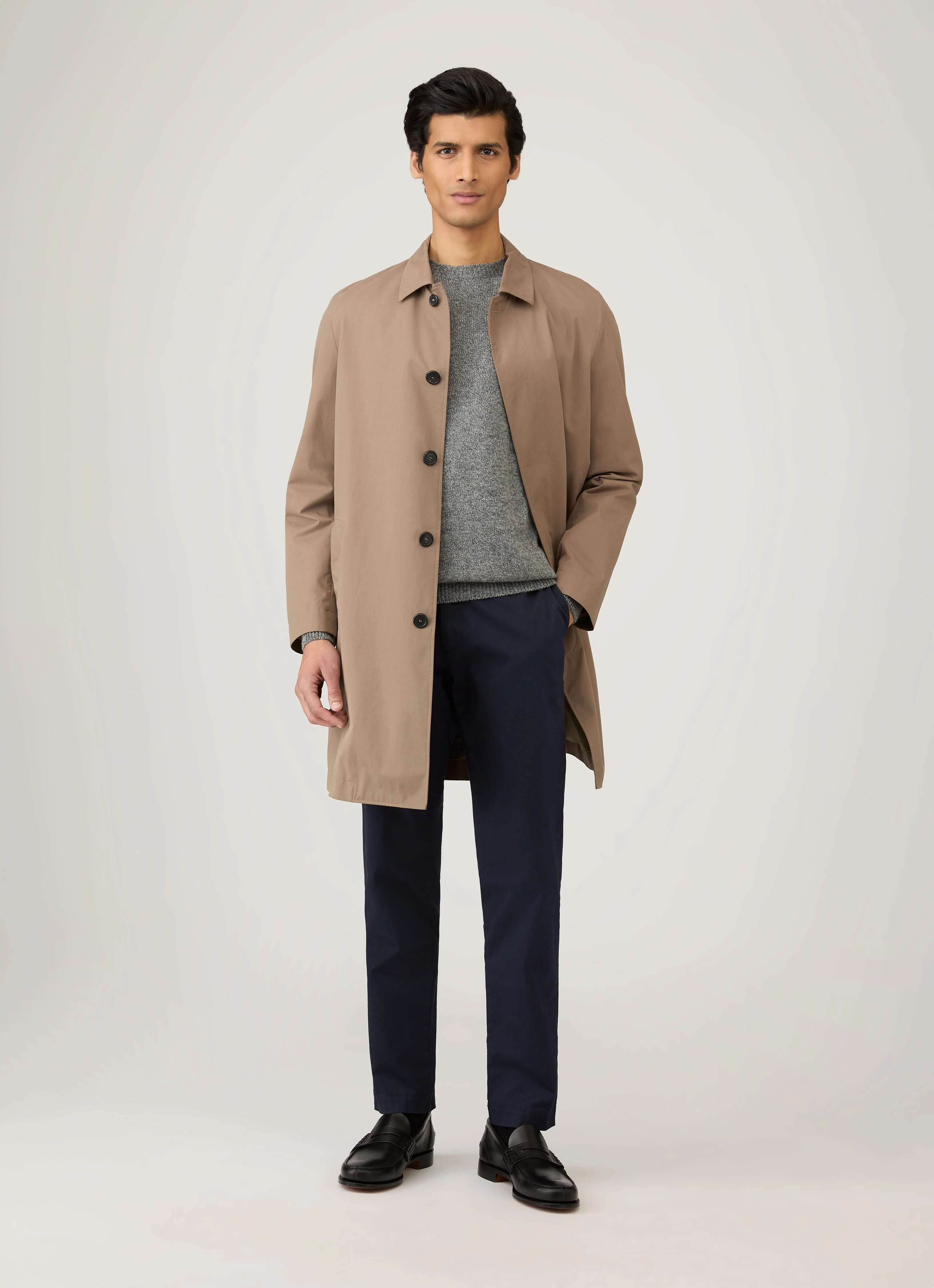 Men's Lambswool Crew Neck Jumper in Mid Grey Melange - Image 3