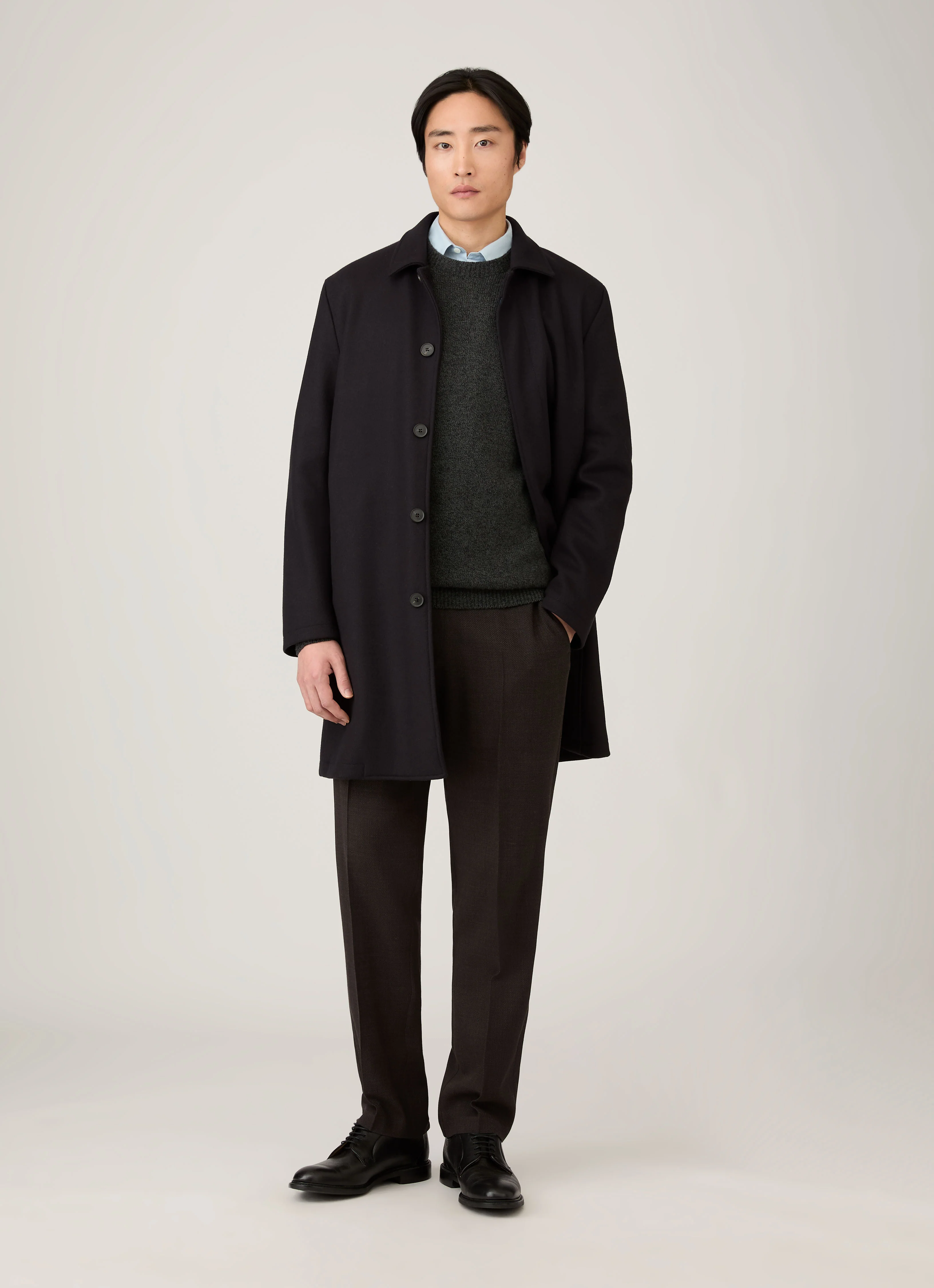 Men's Lambswool Crew Neck Jumper in Dark Green Twist - Image 3
