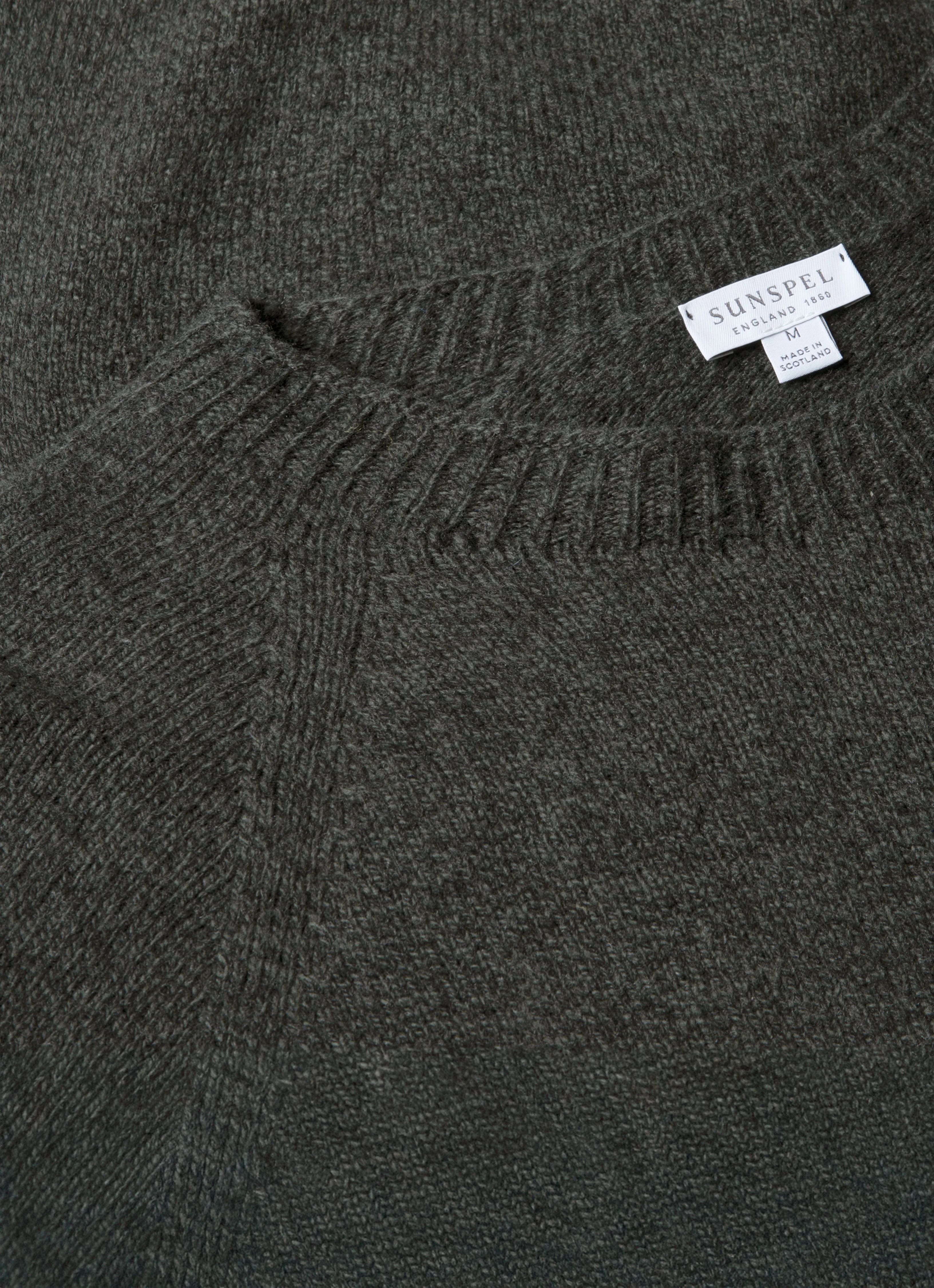 Men's Lambswool Crew Neck Jumper in Dark Green Twist - Image 4