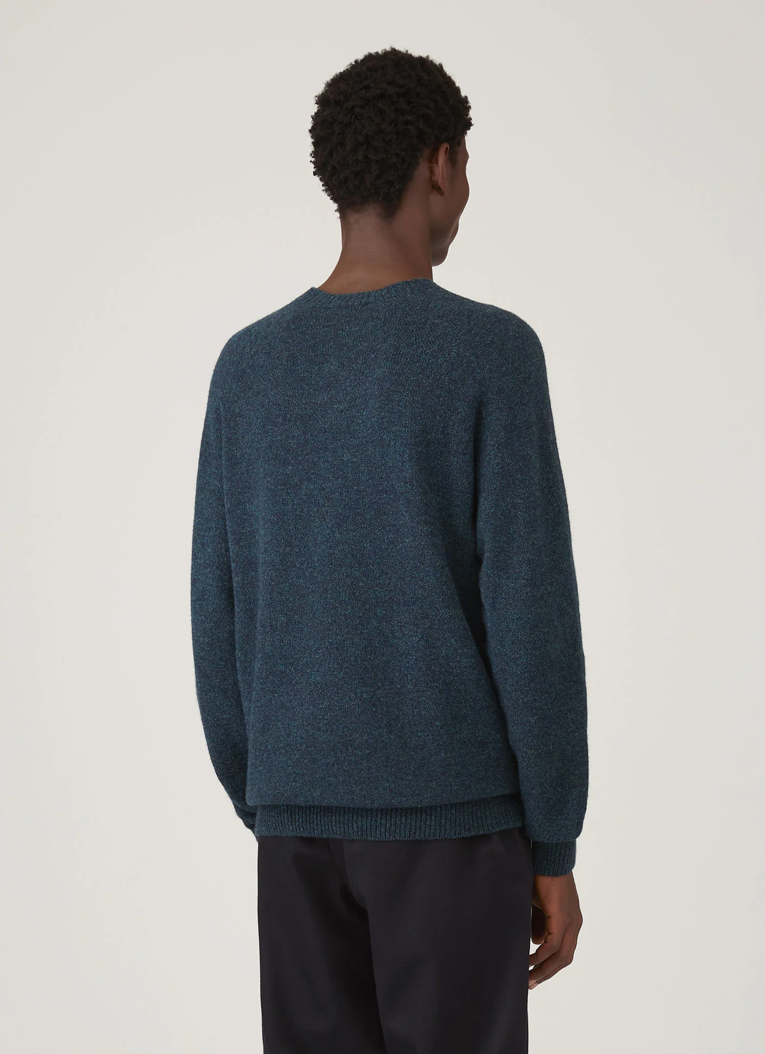 Men's Lambswool Crew Neck Jumper in Dark Petrol Twist - Image 5
