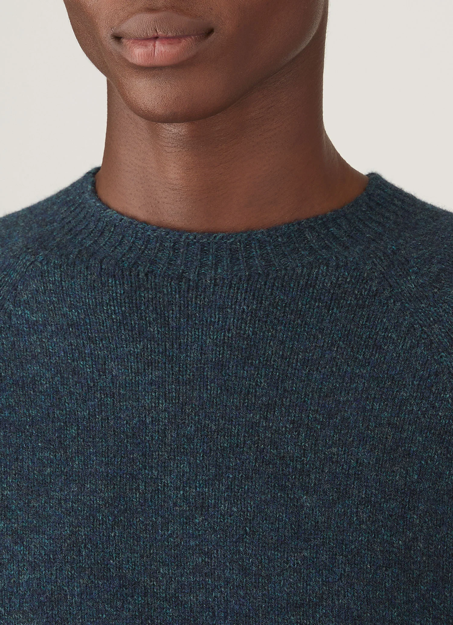 Men's Lambswool Crew Neck Jumper in Dark Petrol Twist - Image 6