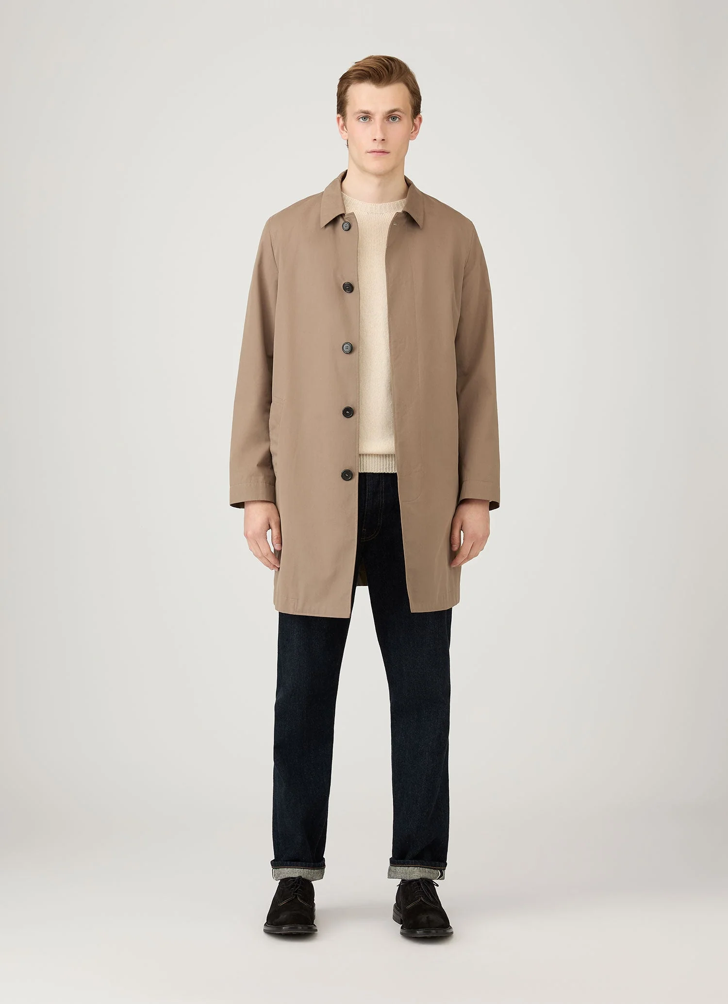Men's Lambswool Crew Neck Jumper in Ecru - Image 3