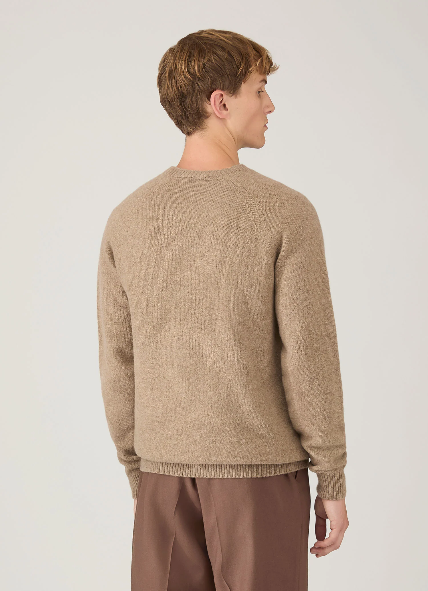 Men's Lambswool Crew Neck Jumper in Sandstone - Image 5