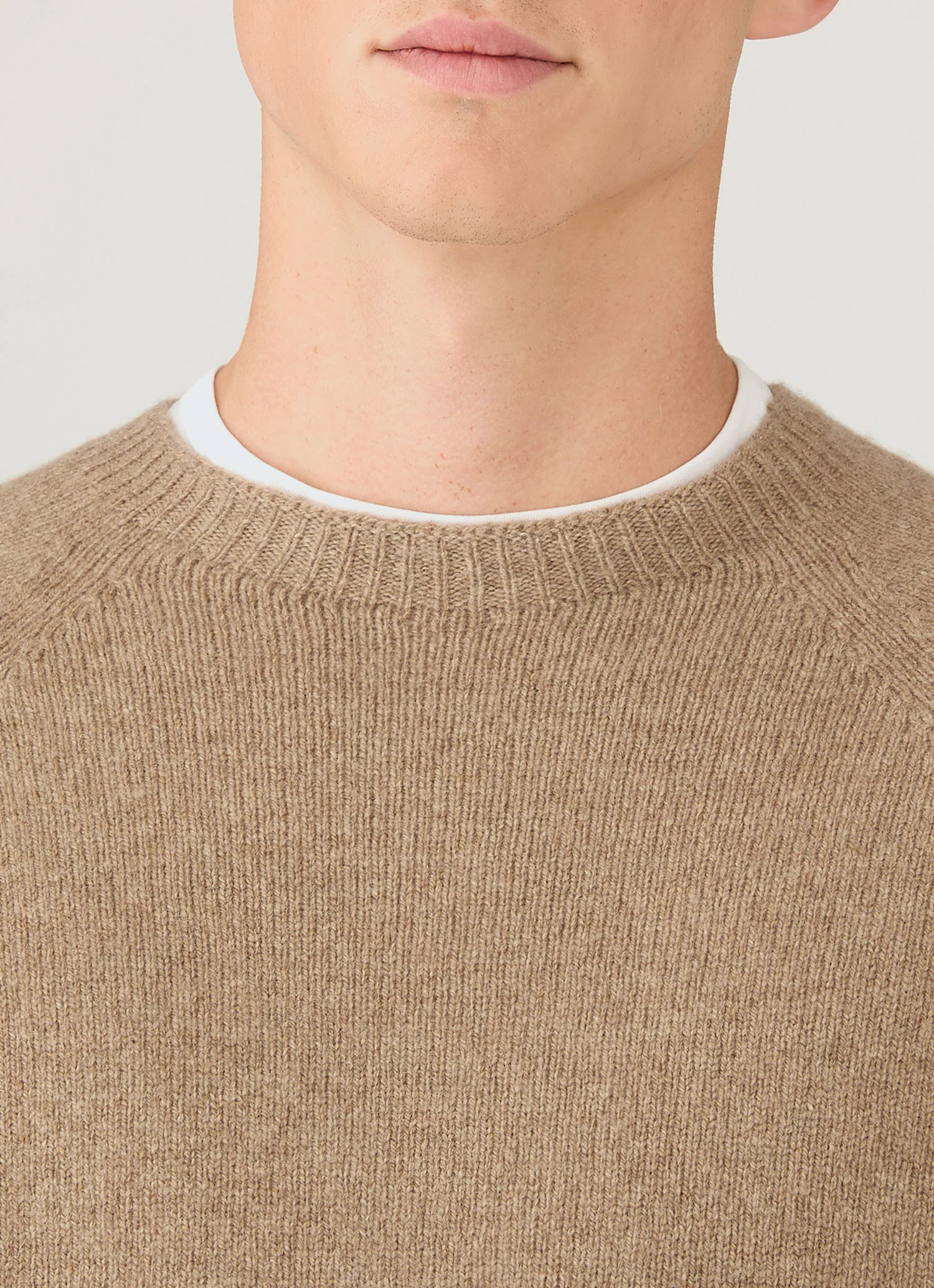 Men's Lambswool Crew Neck Jumper in Sandstone - Image 6
