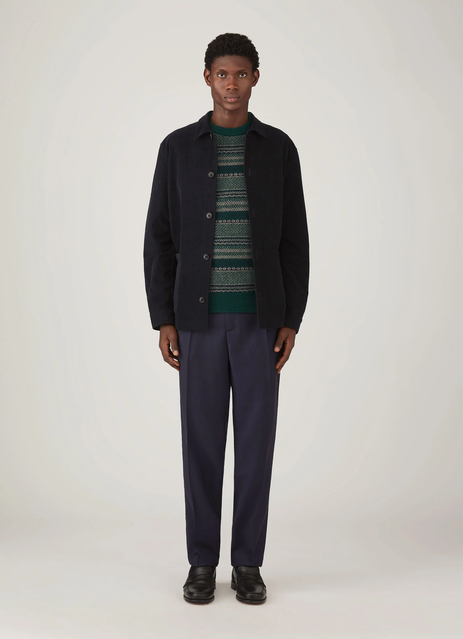 Men's Lambswool Fair Isle Jumper in Holly Green - Image 3