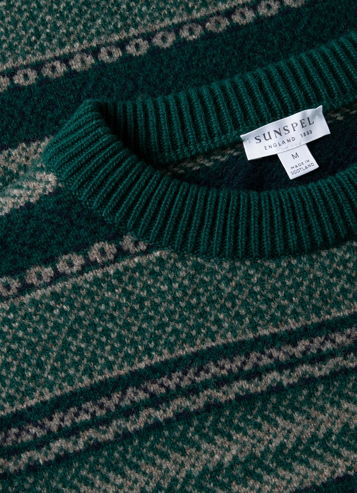 Men's Lambswool Fair Isle Jumper in Holly Green - Image 4