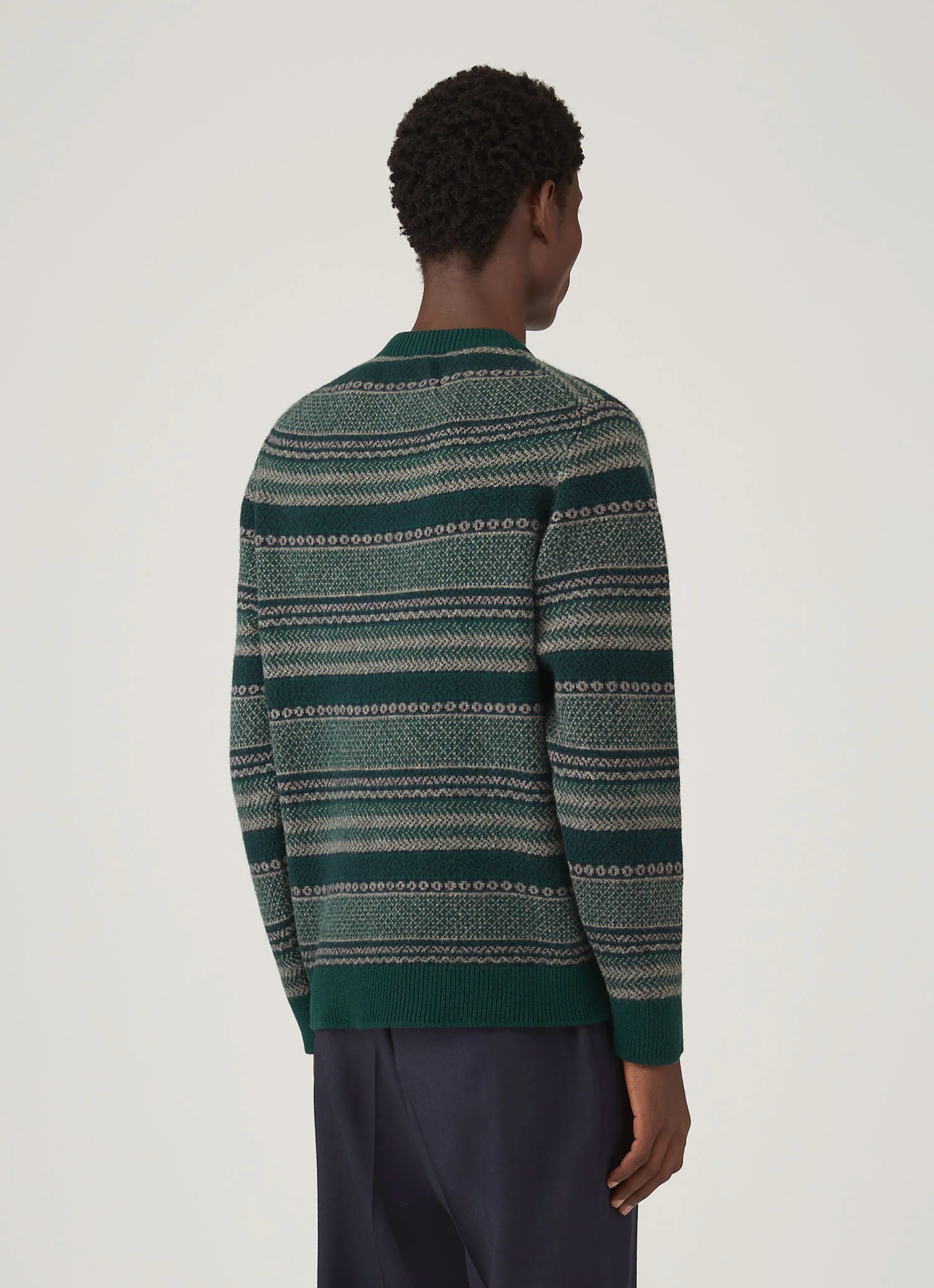 Men's Lambswool Fair Isle Jumper in Holly Green - Image 5