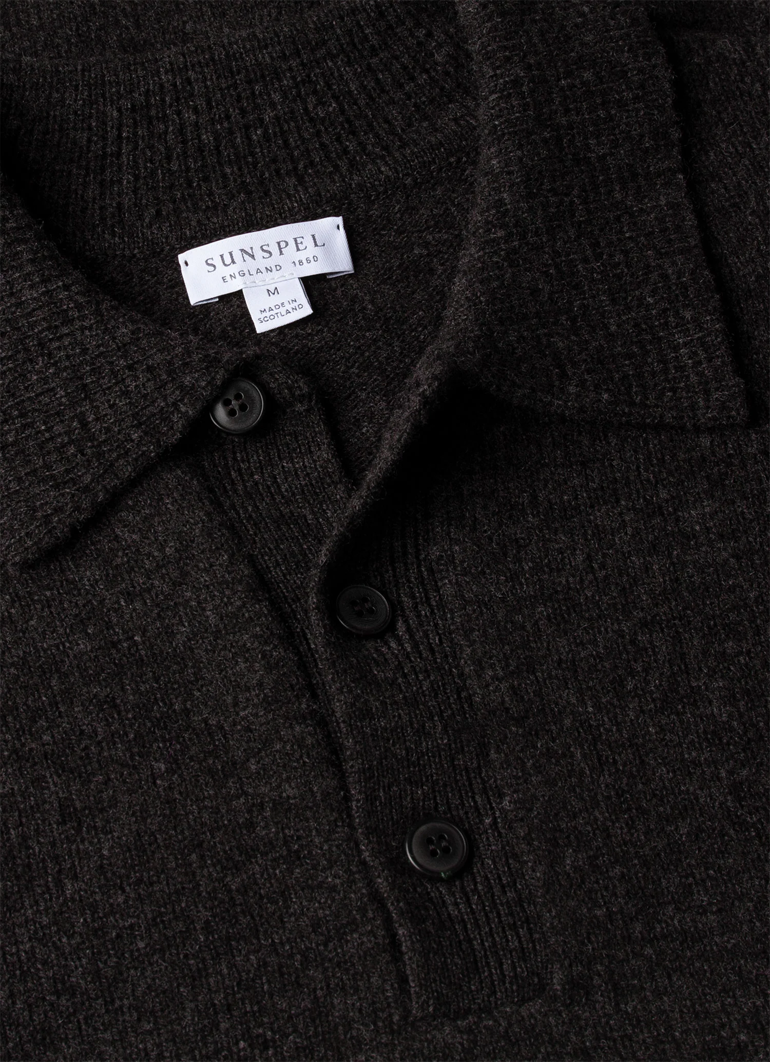 Men's Lambswool Knitted Polo Shirt in Charcoal Melange - Image 4