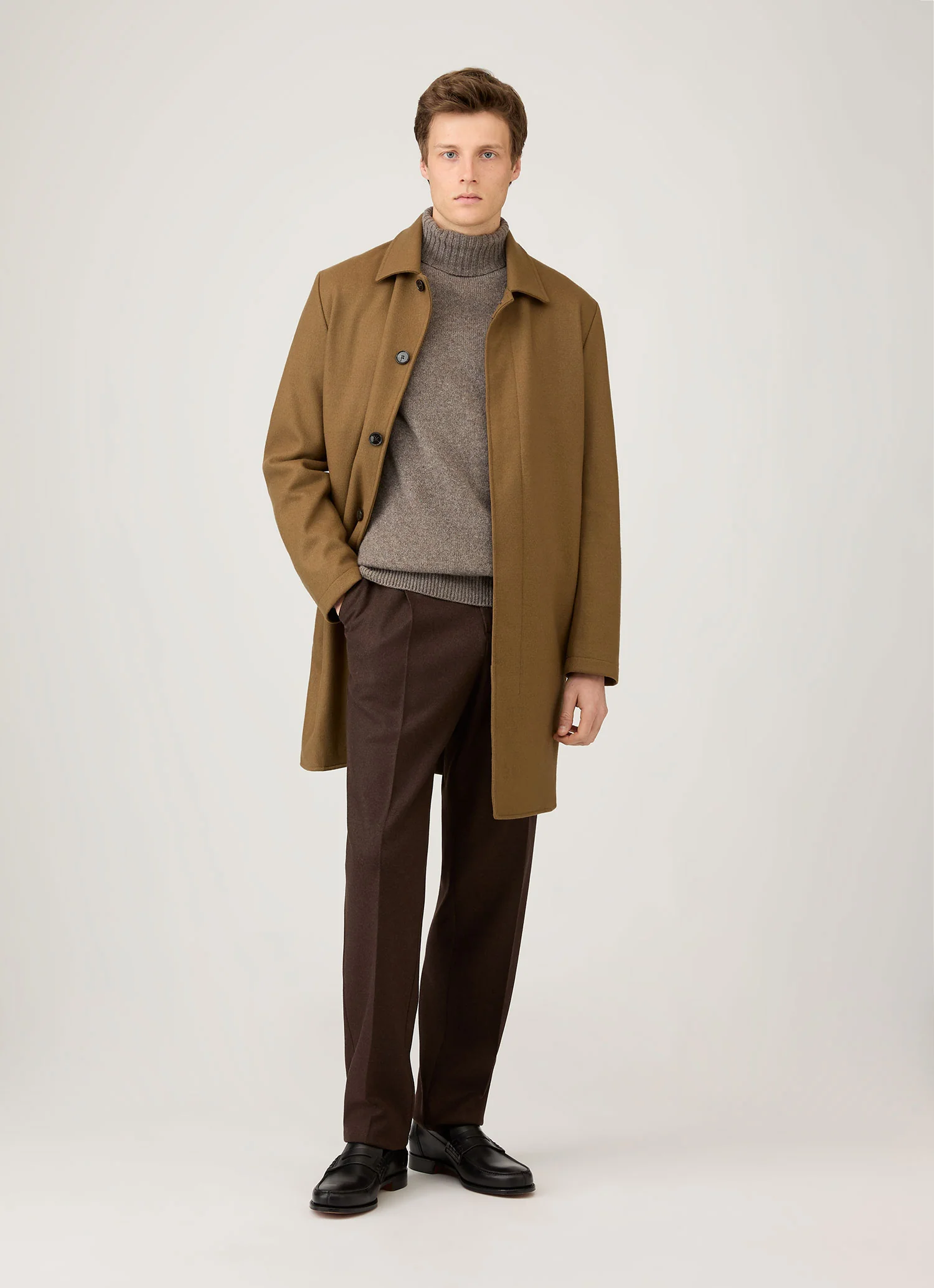 Men's Lambswool Roll Neck in Bark - Image 3