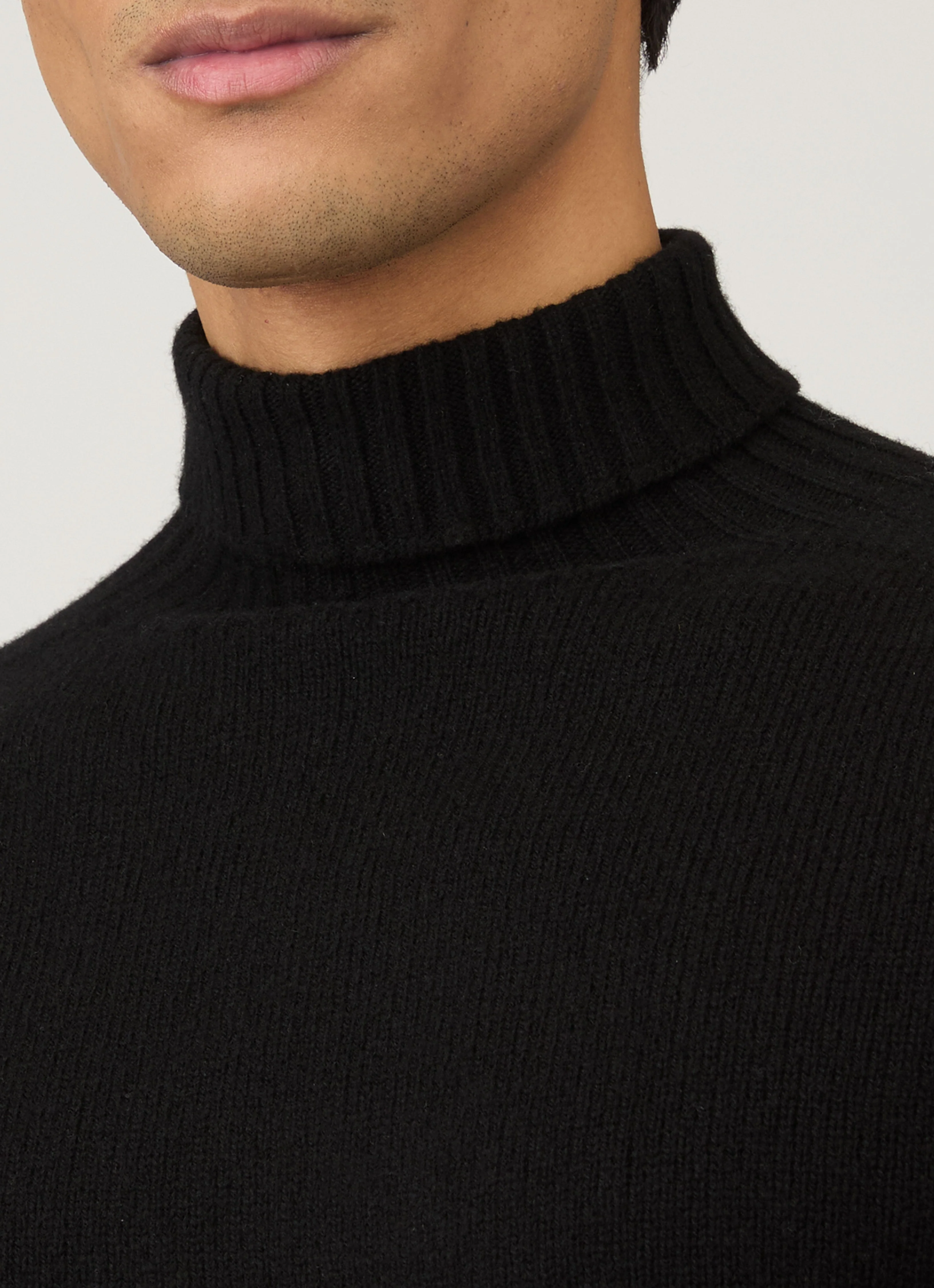 Men's Lambswool Roll Neck in Black - Image 6