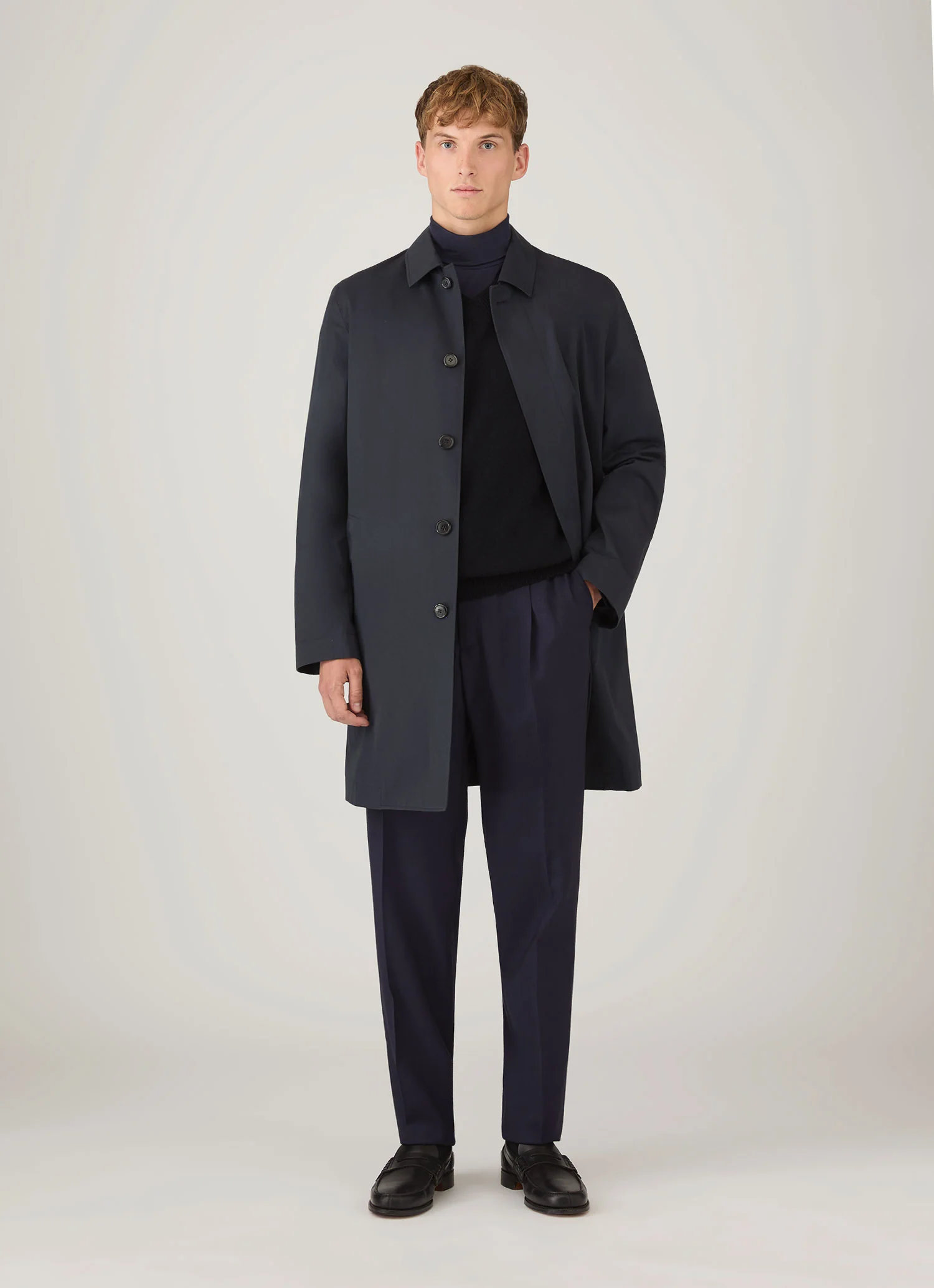 Men's Lambswool Vest in Dark Navy Mouline - Image 3