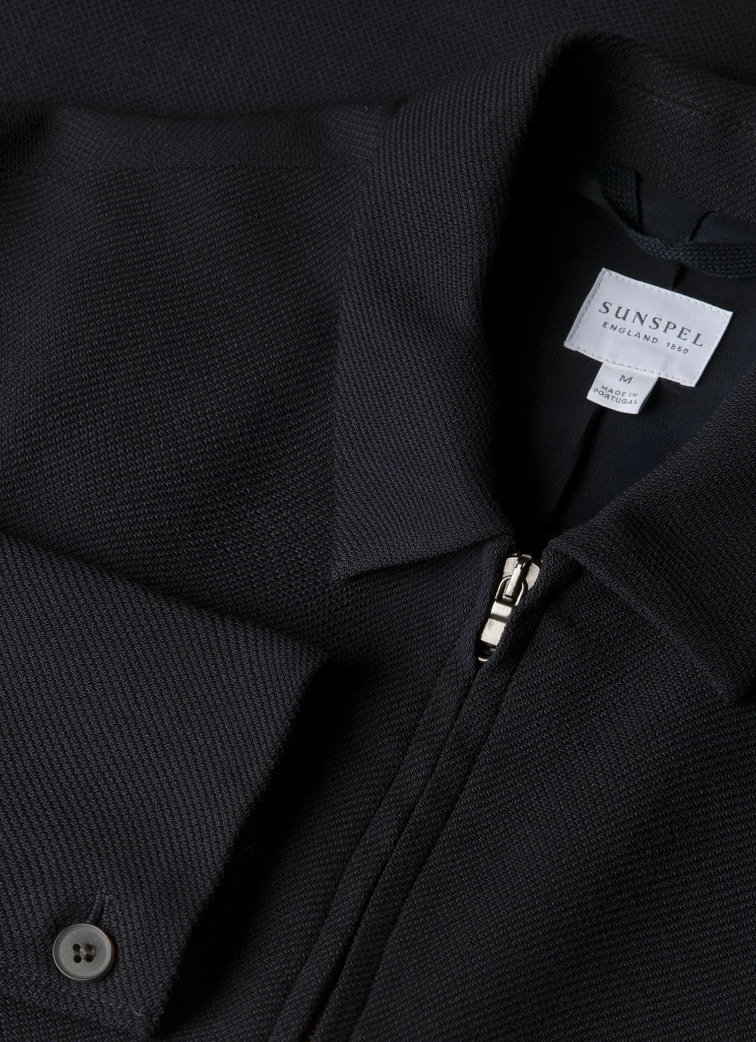 Men's Light Textured Wool Harrington Jacket in Navy - Image 4