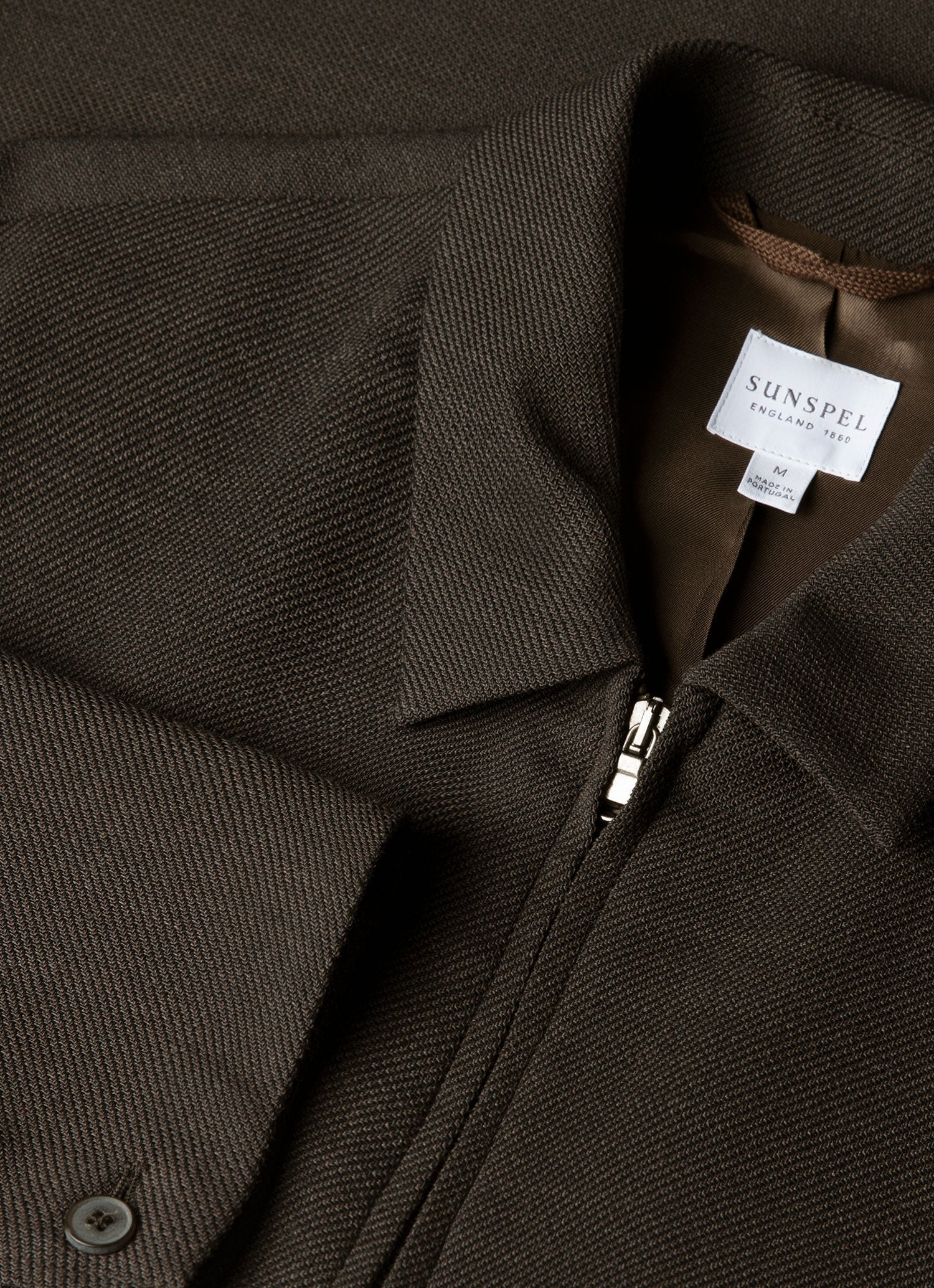 Men's Light Textured Wool Harrington Jacket in Truffle - Image 4