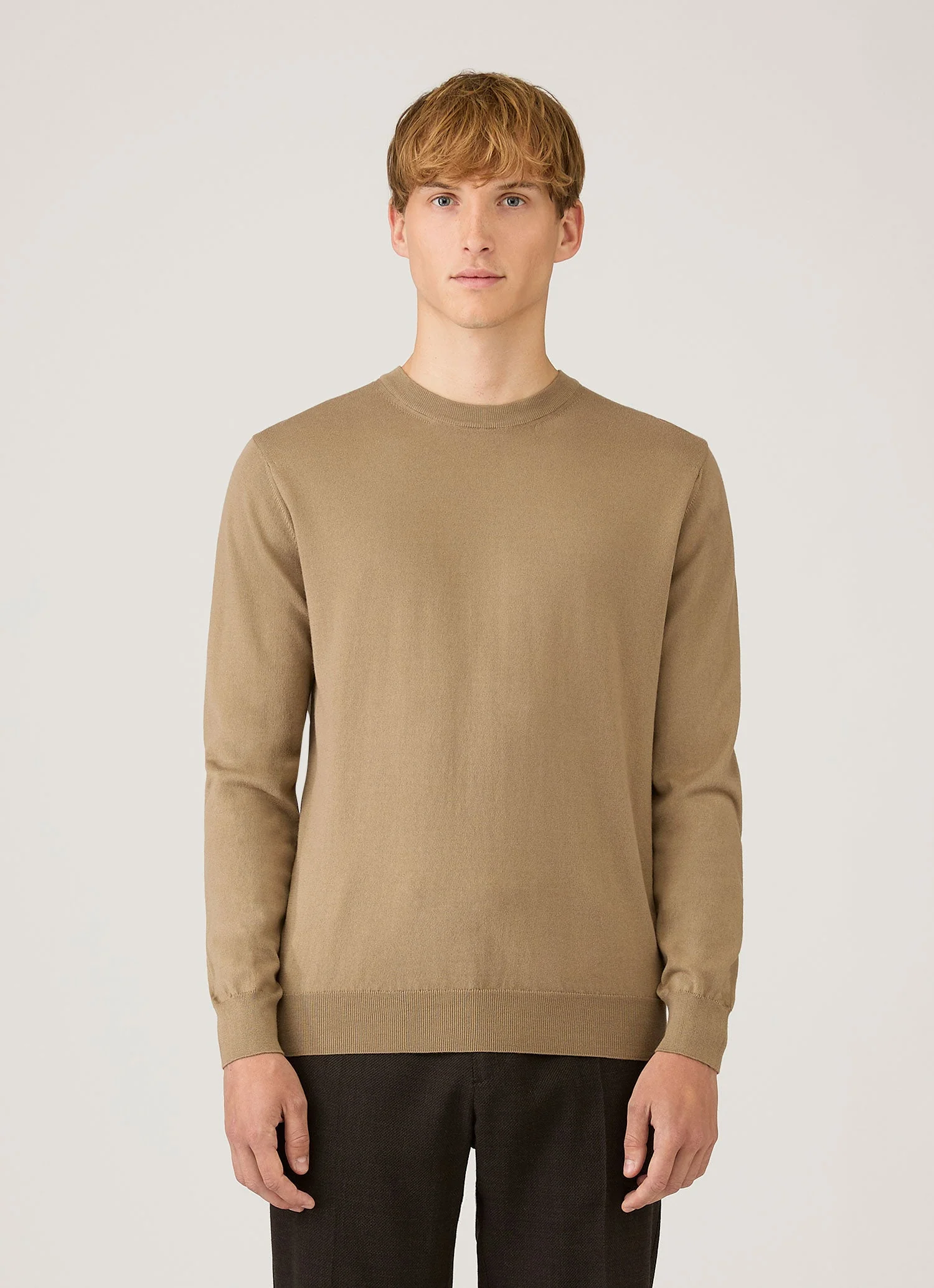 Men's Lightweight Cotton Jumper in Dark Stone - Image 2
