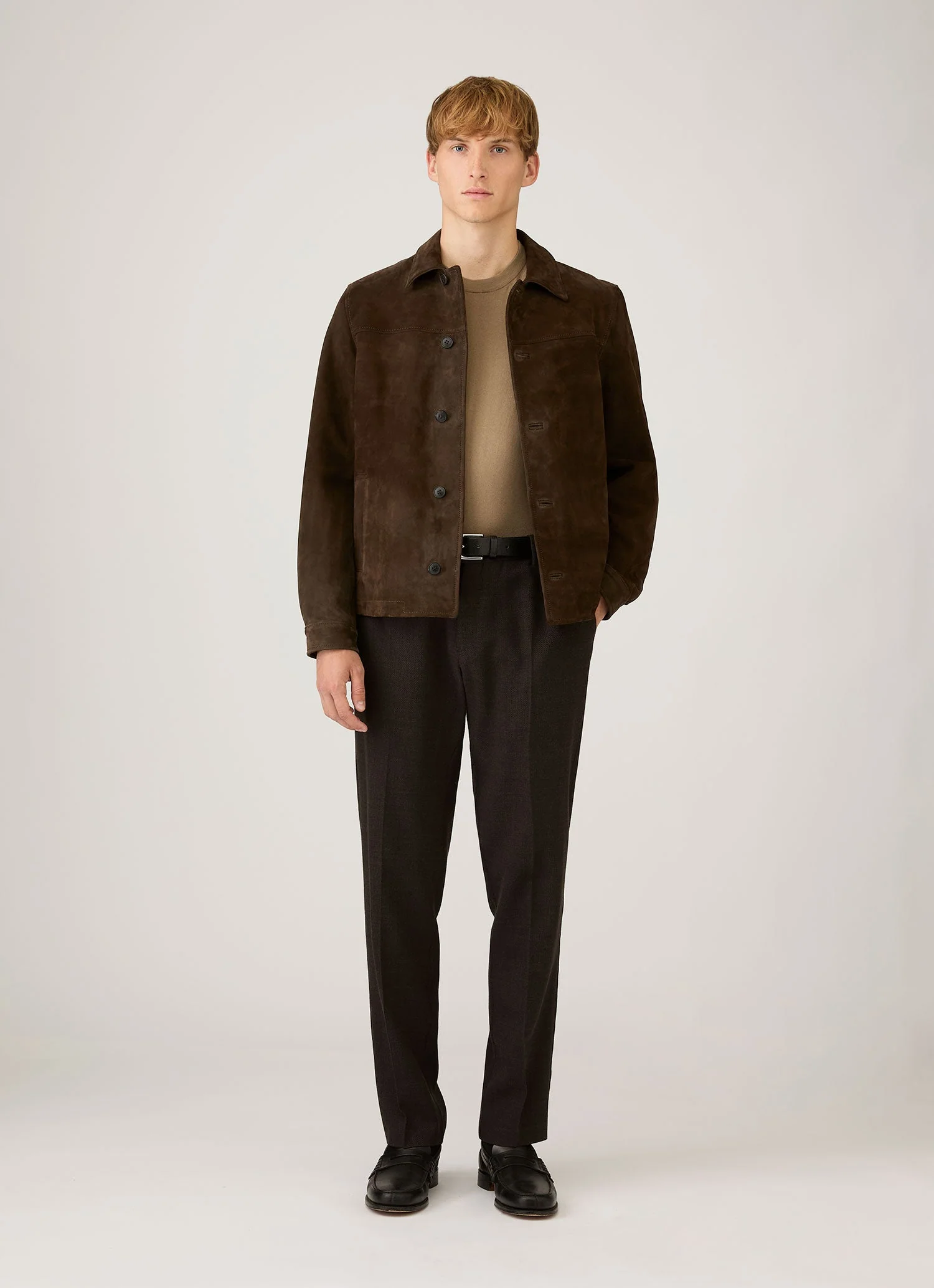 Men's Lightweight Cotton Jumper in Dark Stone - Image 3