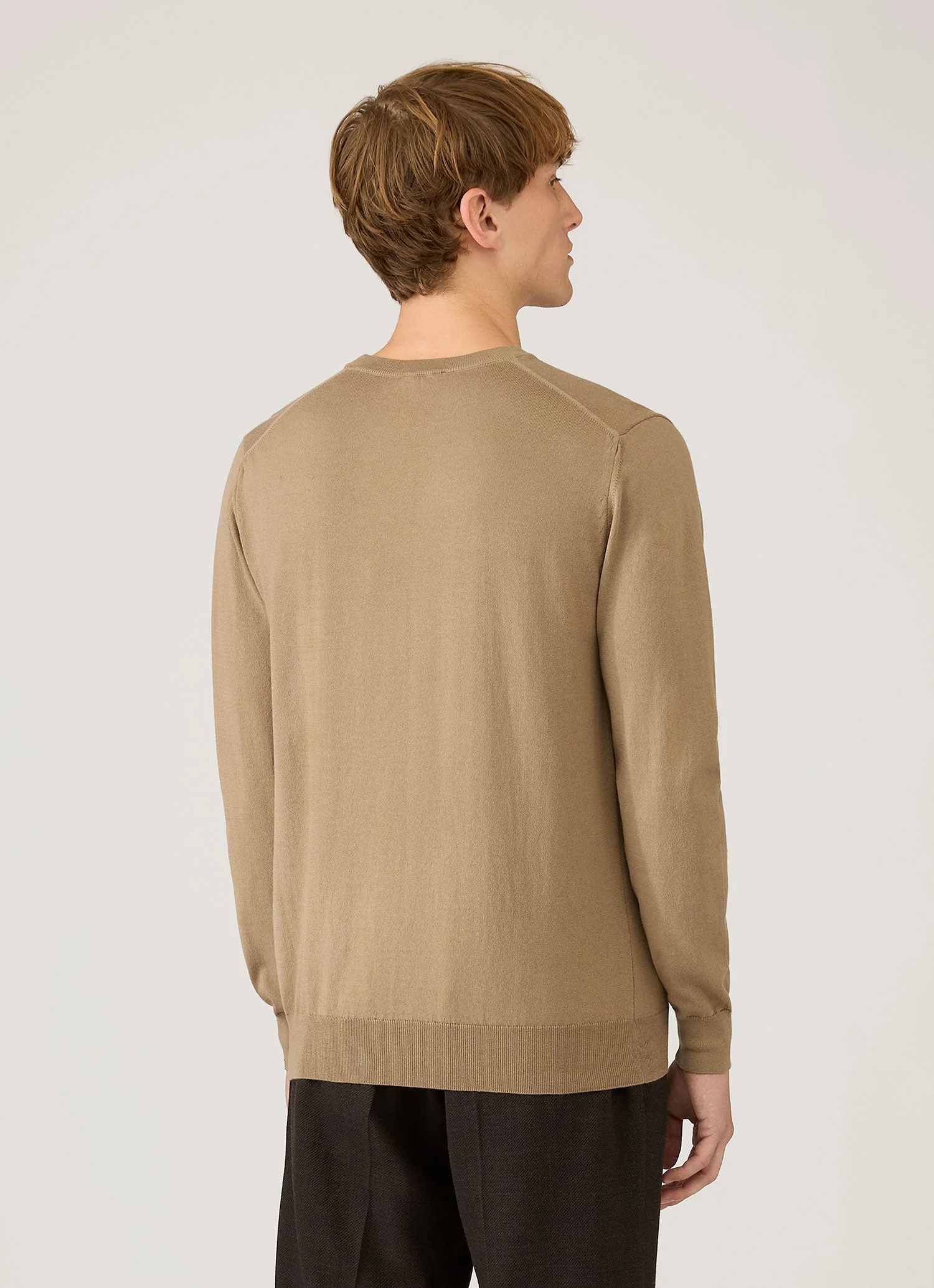 Men's Lightweight Cotton Jumper in Dark Stone - Image 5