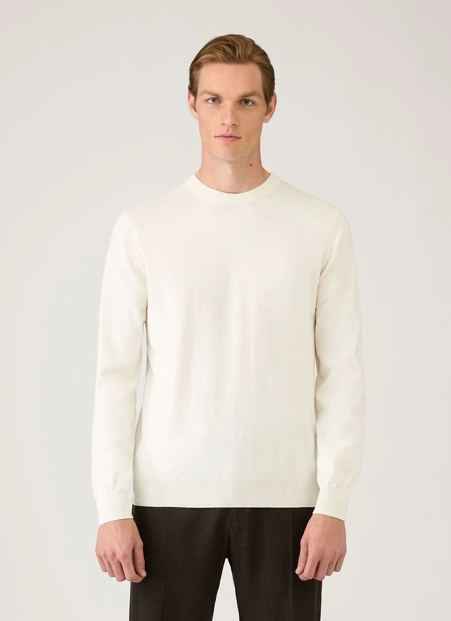 Men's Lightweight Cotton Jumper in Ecru - Image 2