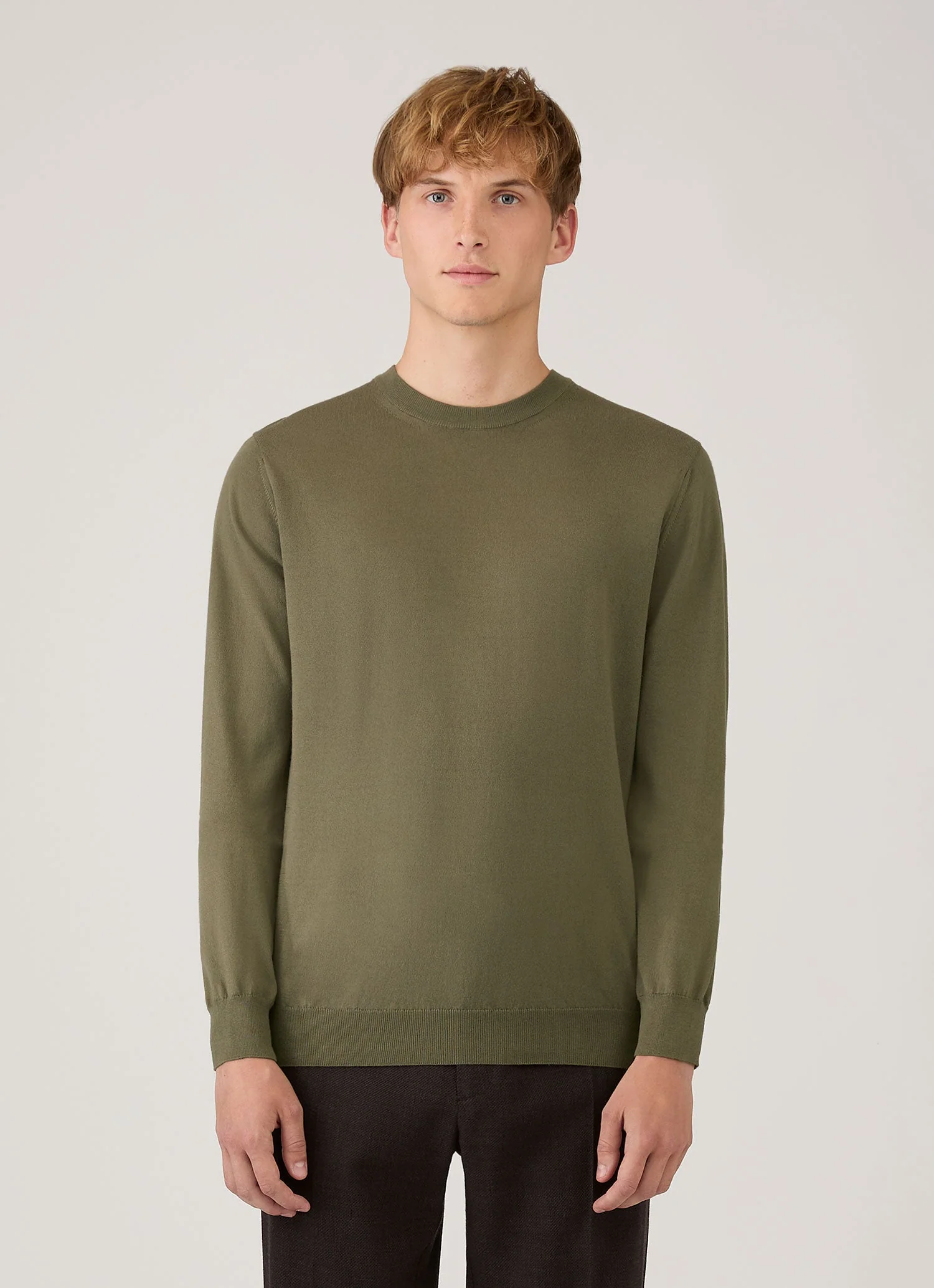 Men's Lightweight Cotton Jumper in Khaki - Image 2