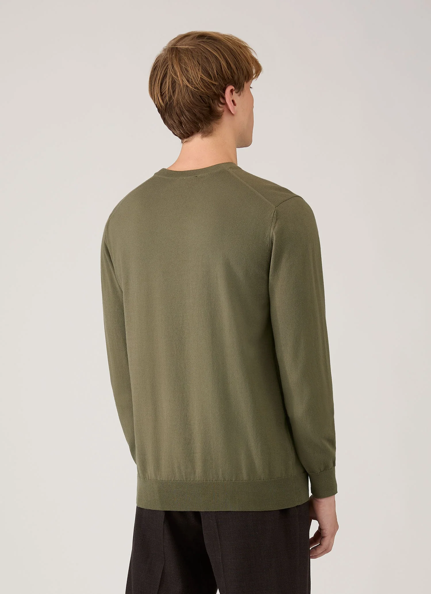 Men's Lightweight Cotton Jumper in Khaki - Image 5