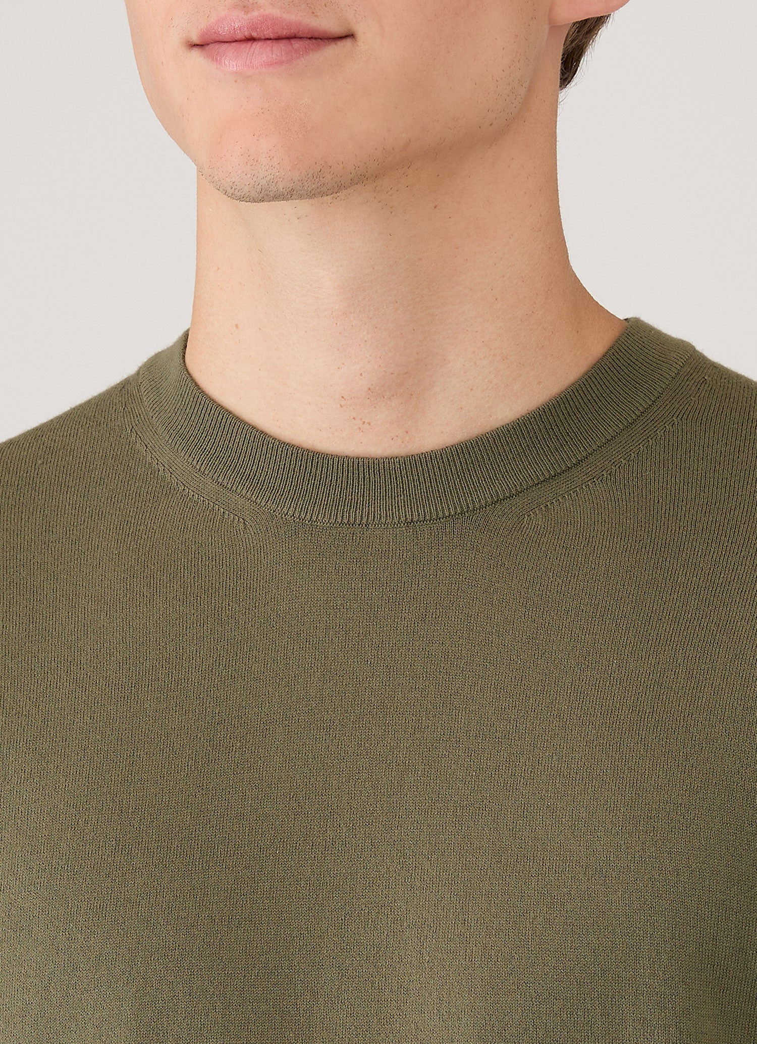 Men's Lightweight Cotton Jumper in Khaki - Image 6