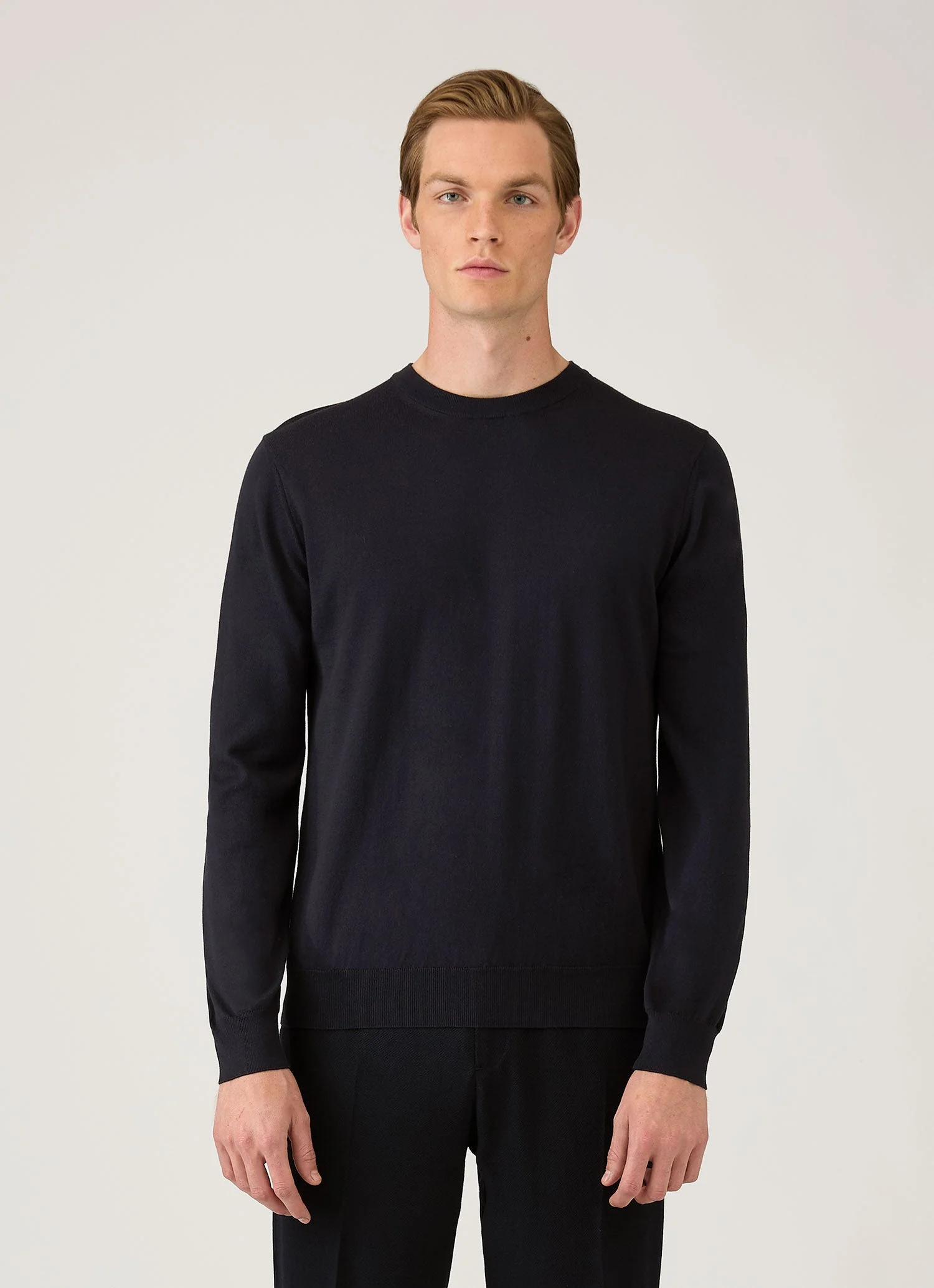 Men's Lightweight Cotton Jumper in Navy - Image 2
