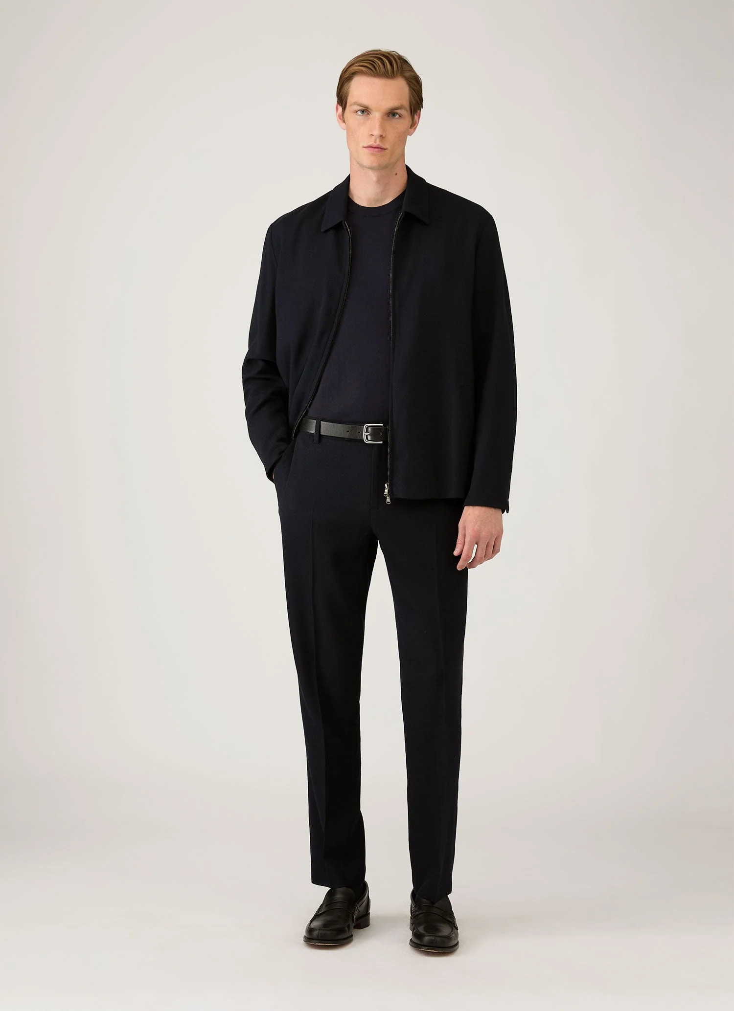 Men's Lightweight Cotton Jumper in Navy - Image 3