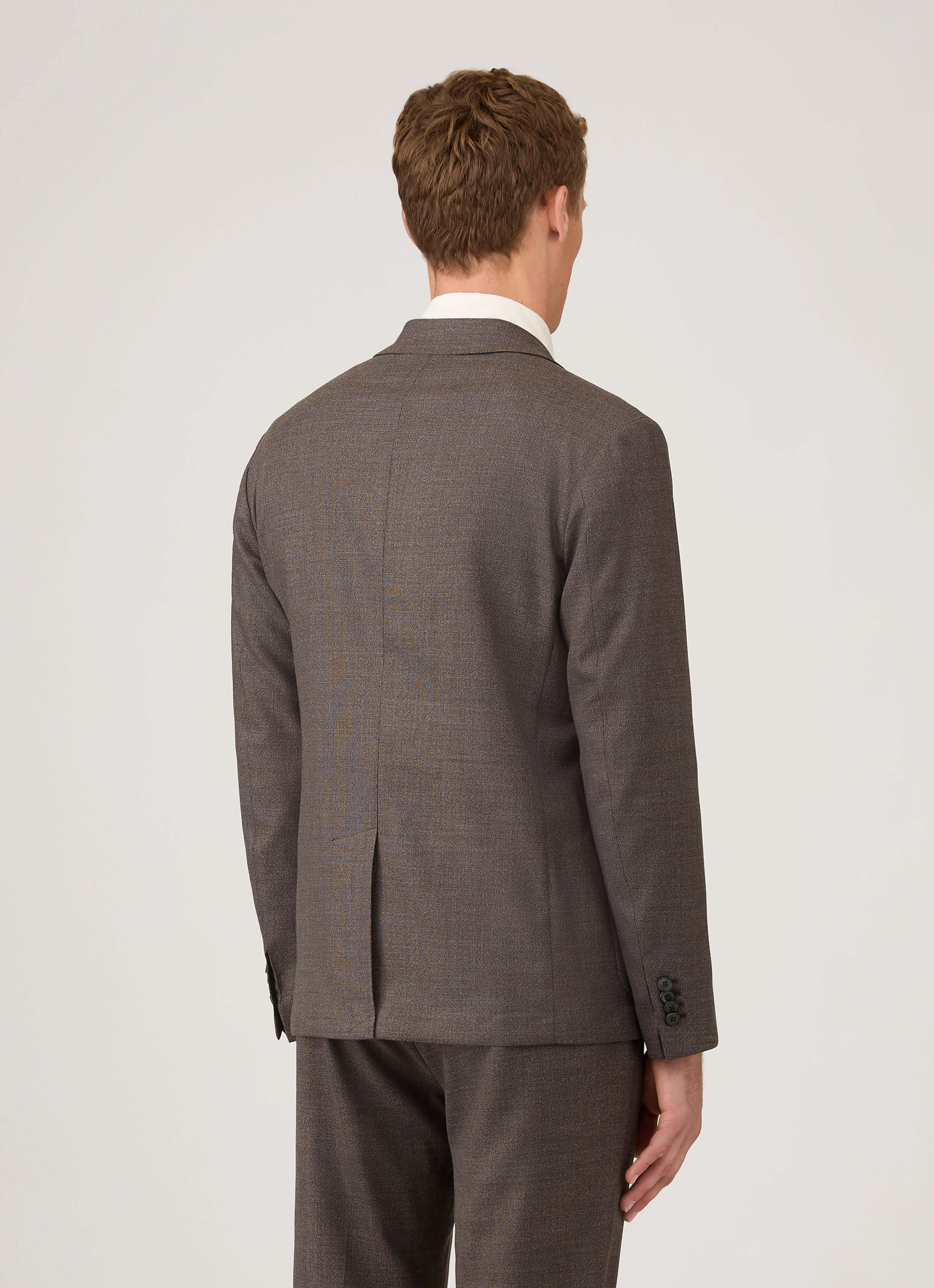 Men's Lightweight Travel Wool Blazer in Light Coffee Melange - Image 5
