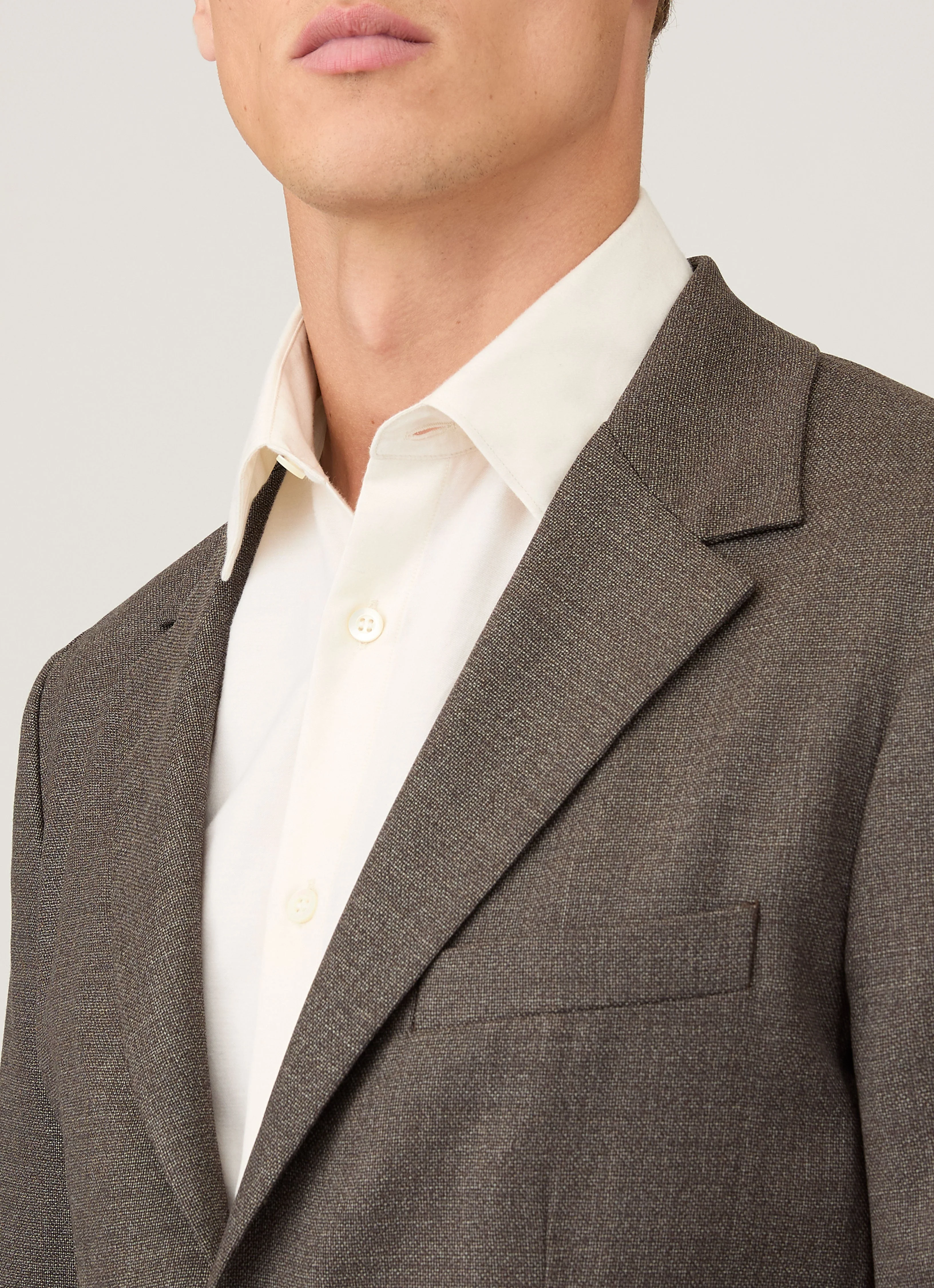Men's Lightweight Travel Wool Blazer in Light Coffee Melange - Image 6